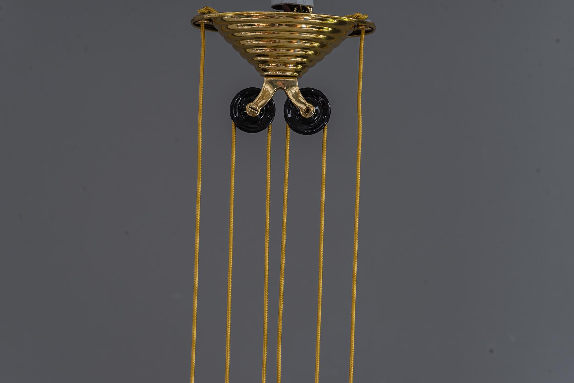 Laccato Adjustable art deco pendant vienna with original opal glass shade 1920s in vendita