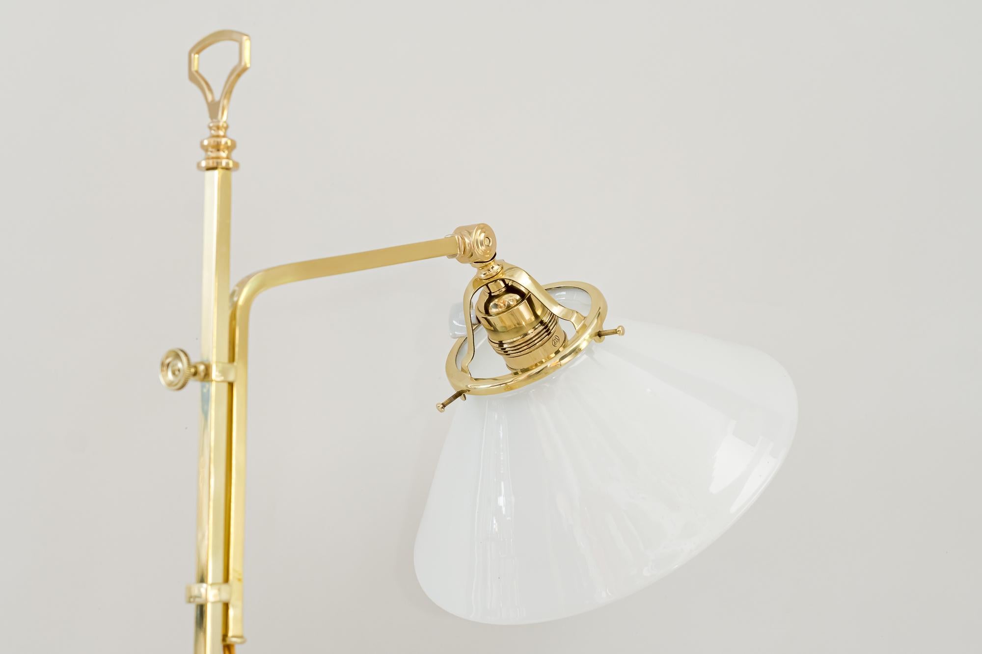 Adjustable Art Deco Table Lamp with Original Opal Glass Shade around 1920s For Sale 3