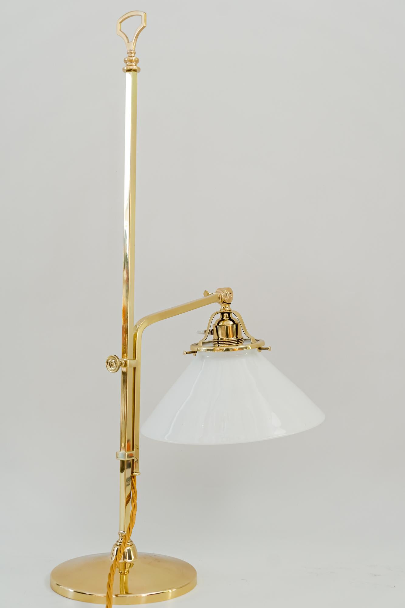 Adjustable Art Deco Table Lamp with Original Opal Glass Shade around 1920s For Sale 4