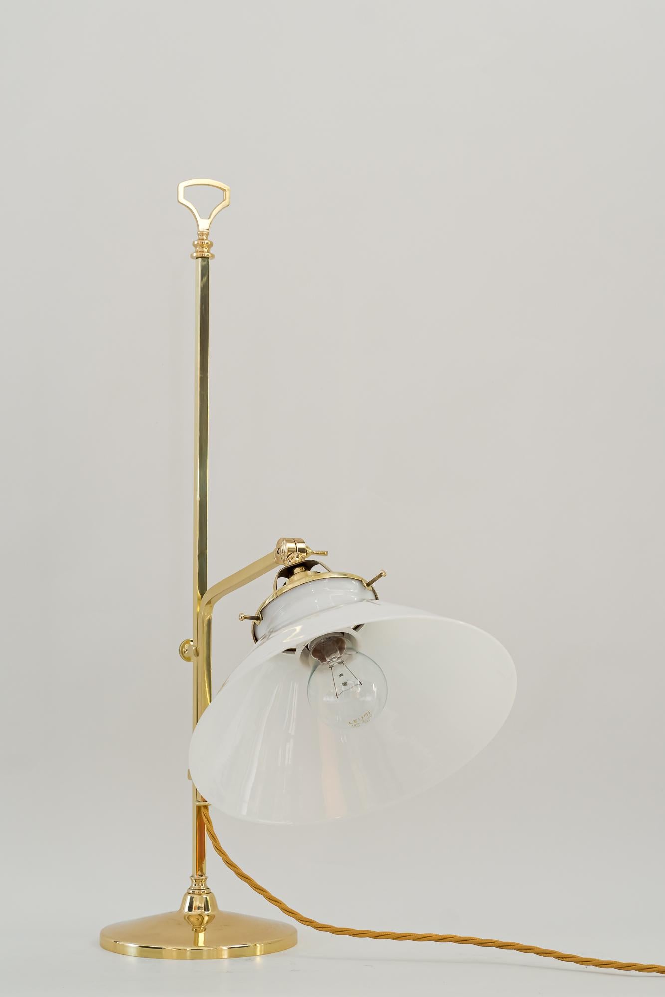 Adjustable Art Deco Table Lamp with Original Opal Glass Shade around 1920s For Sale 7