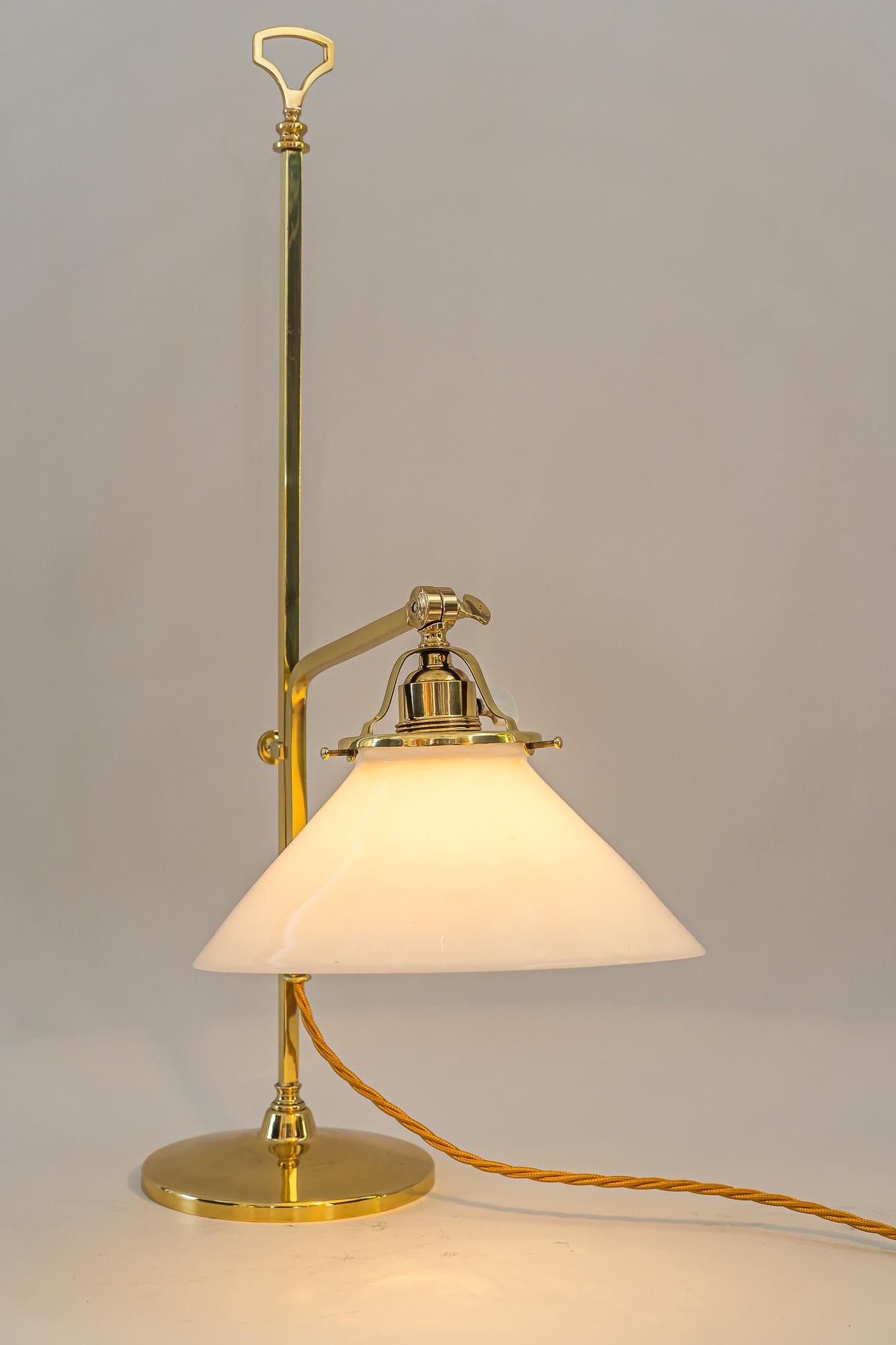 Adjustable Art Deco Table Lamp with Original Opal Glass Shade around 1920s For Sale 10