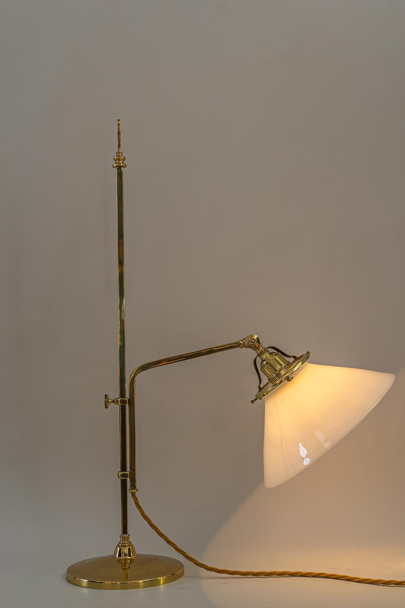 Adjustable Art Deco Table Lamp with Original Opal Glass Shade around 1920s For Sale 12