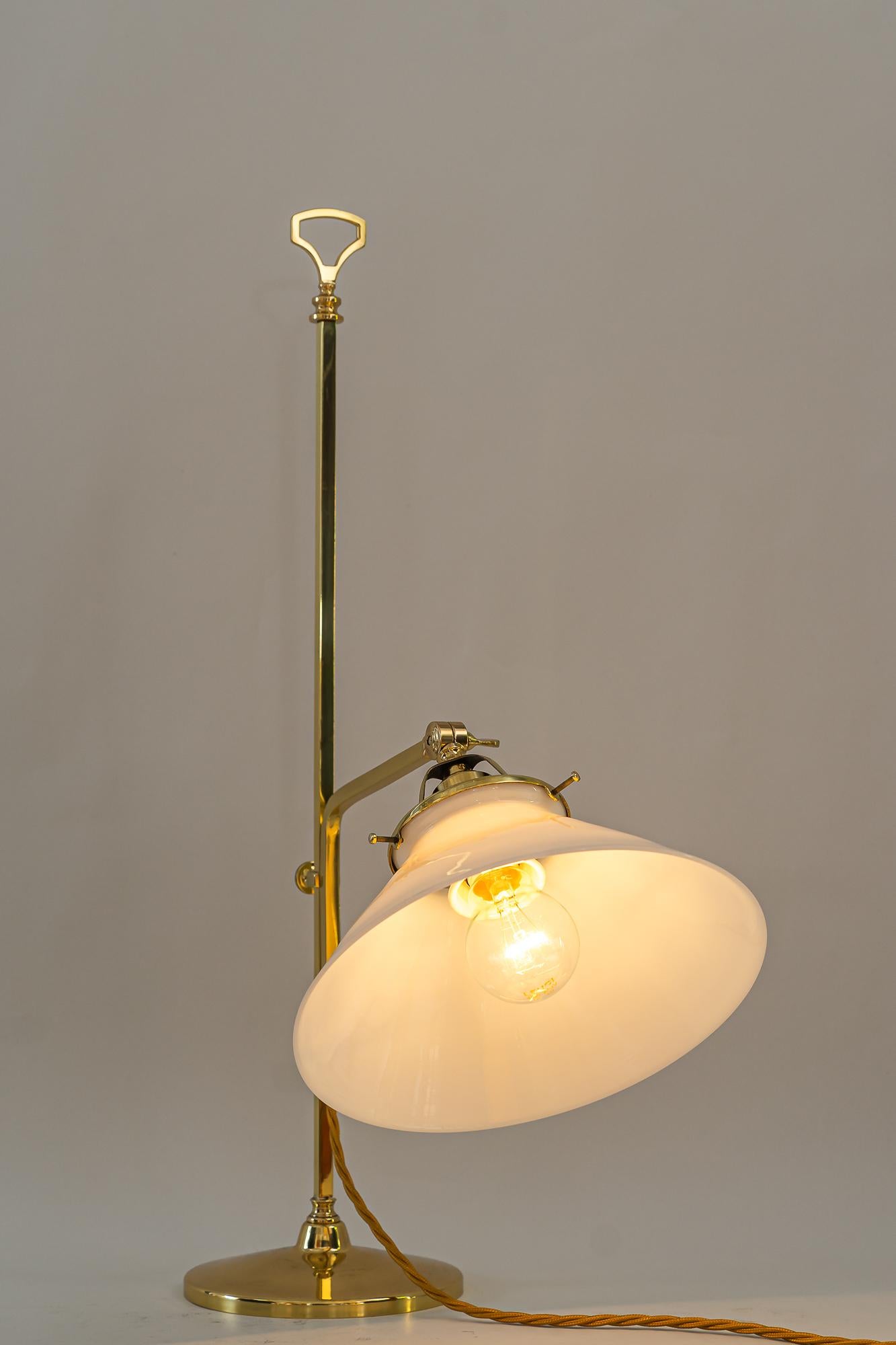 Adjustable Art Deco Table Lamp with Original Opal Glass Shade around 1920s For Sale 13