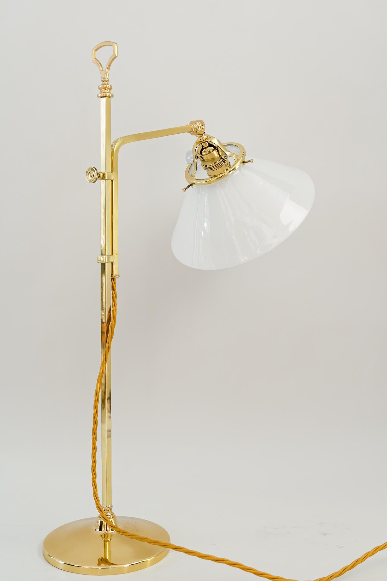 Adjustable Art Deco Table Lamp with Original Opal Glass Shade around 1920s For Sale 2