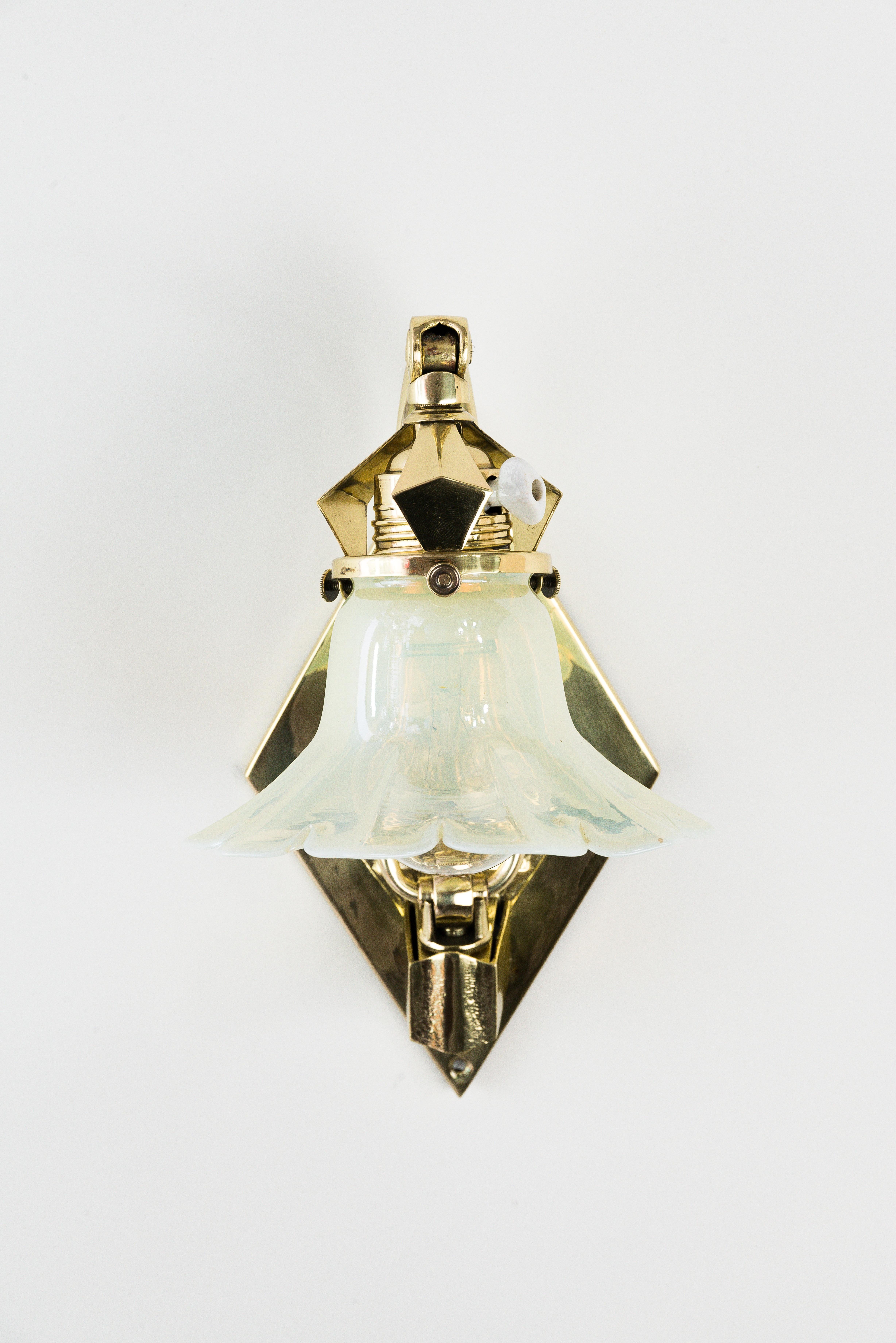 Adjustable Art Deco Wall Lamp circa 1920s with Opaline Glass Shade 3
