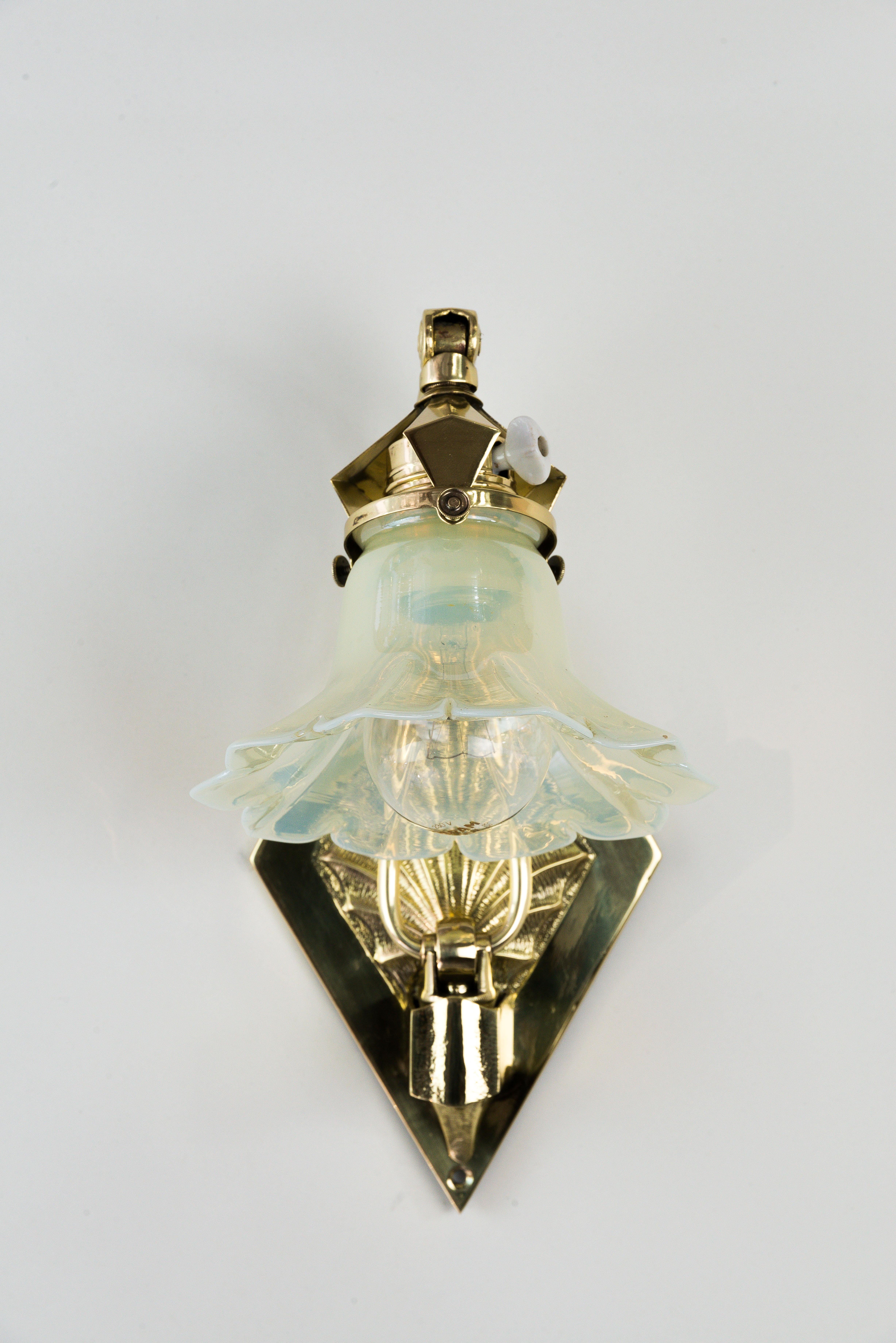 Adjustable Art Deco Wall Lamp circa 1920s with Opaline Glass Shade 4