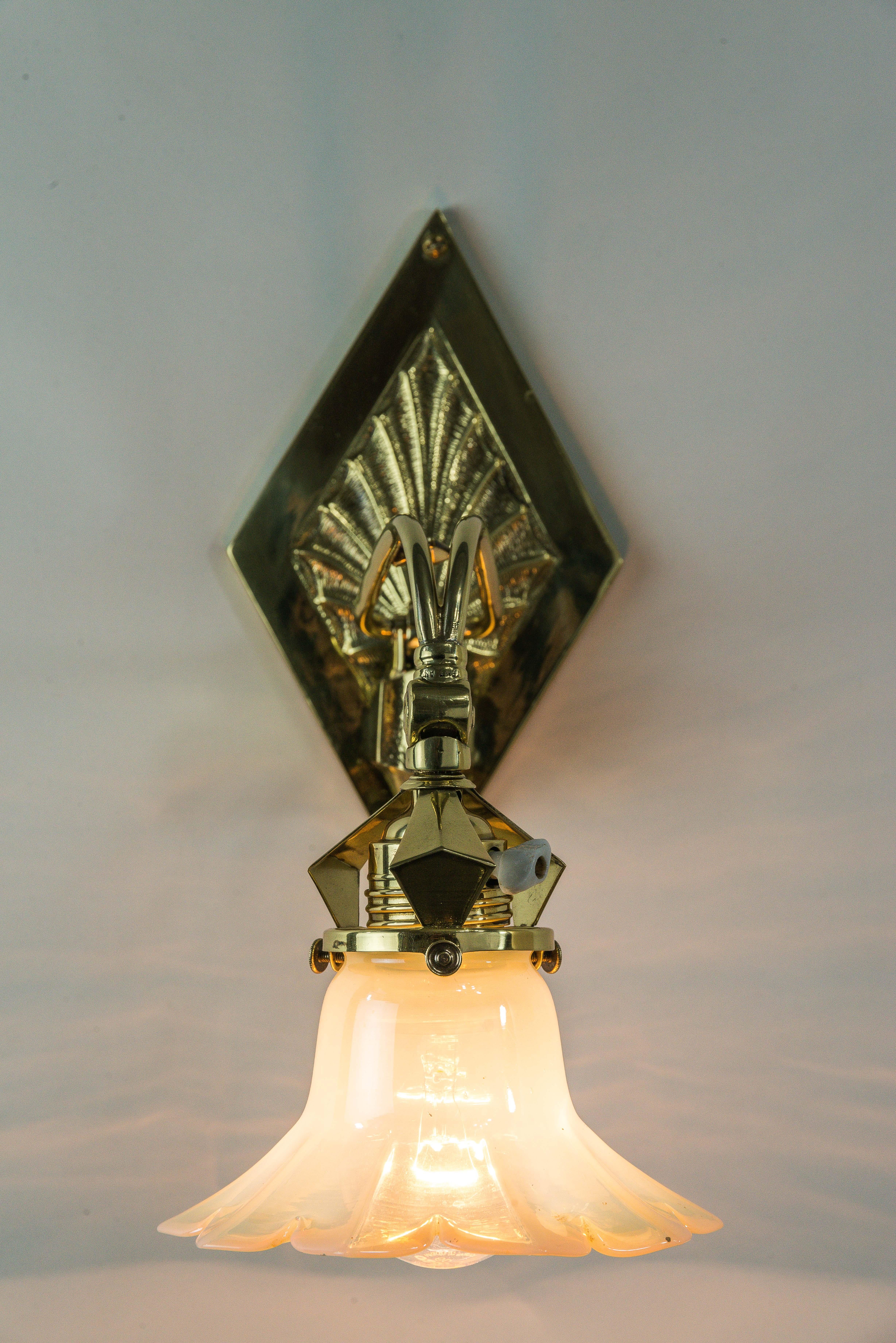 Adjustable Art Deco Wall Lamp circa 1920s with Opaline Glass Shade 6