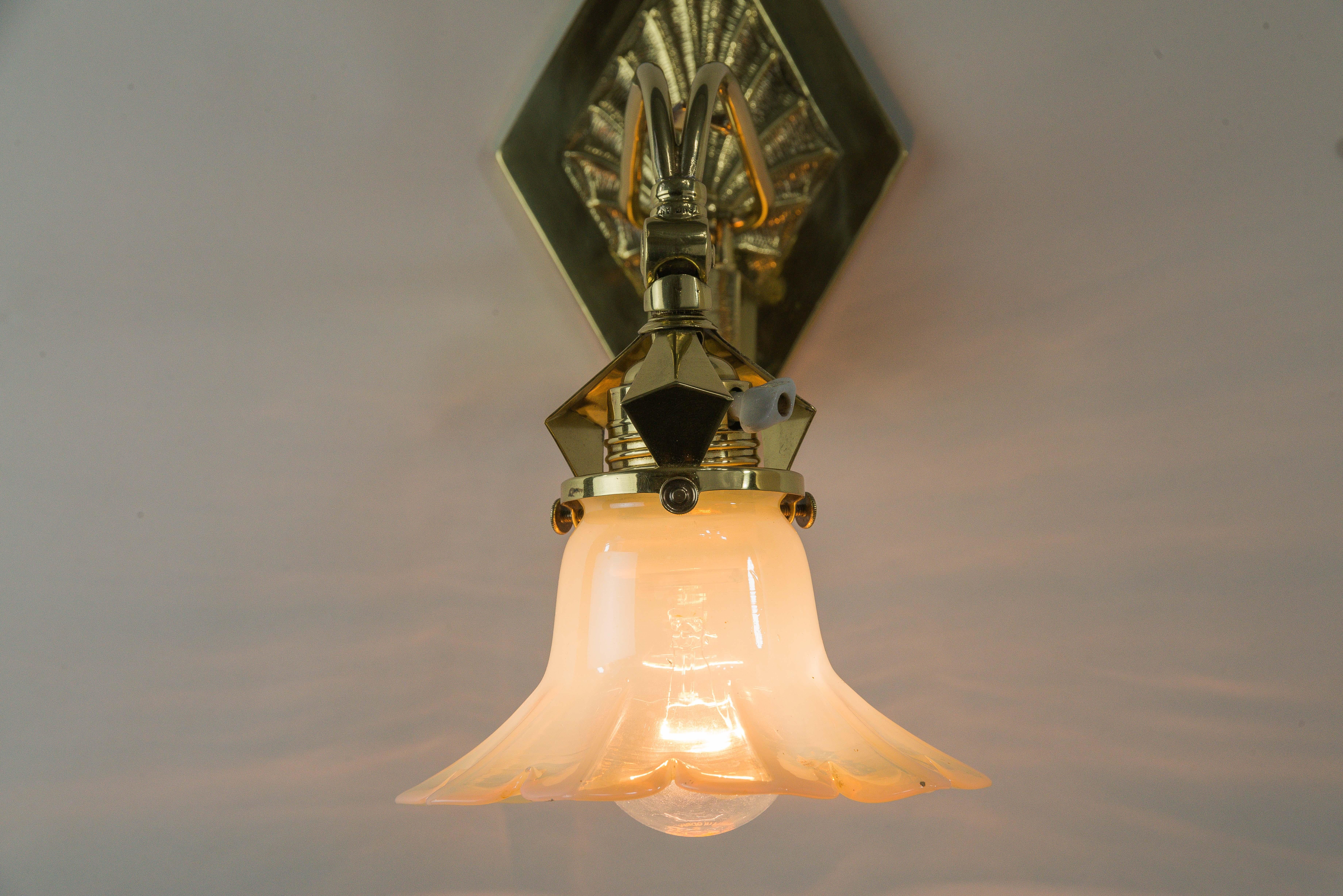 Adjustable Art Deco Wall Lamp circa 1920s with Opaline Glass Shade 7