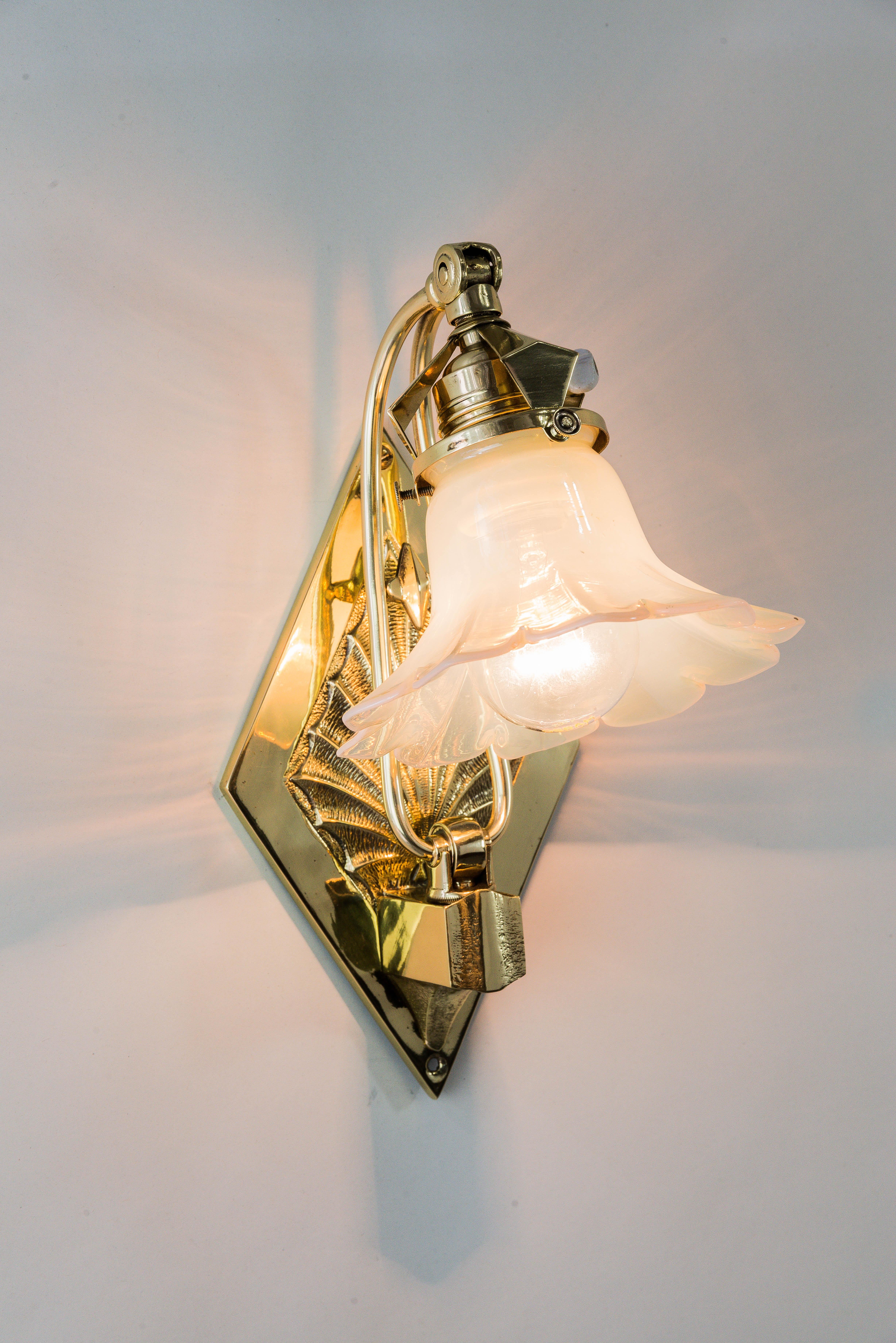 Adjustable Art Deco Wall Lamp circa 1920s with Opaline Glass Shade 8