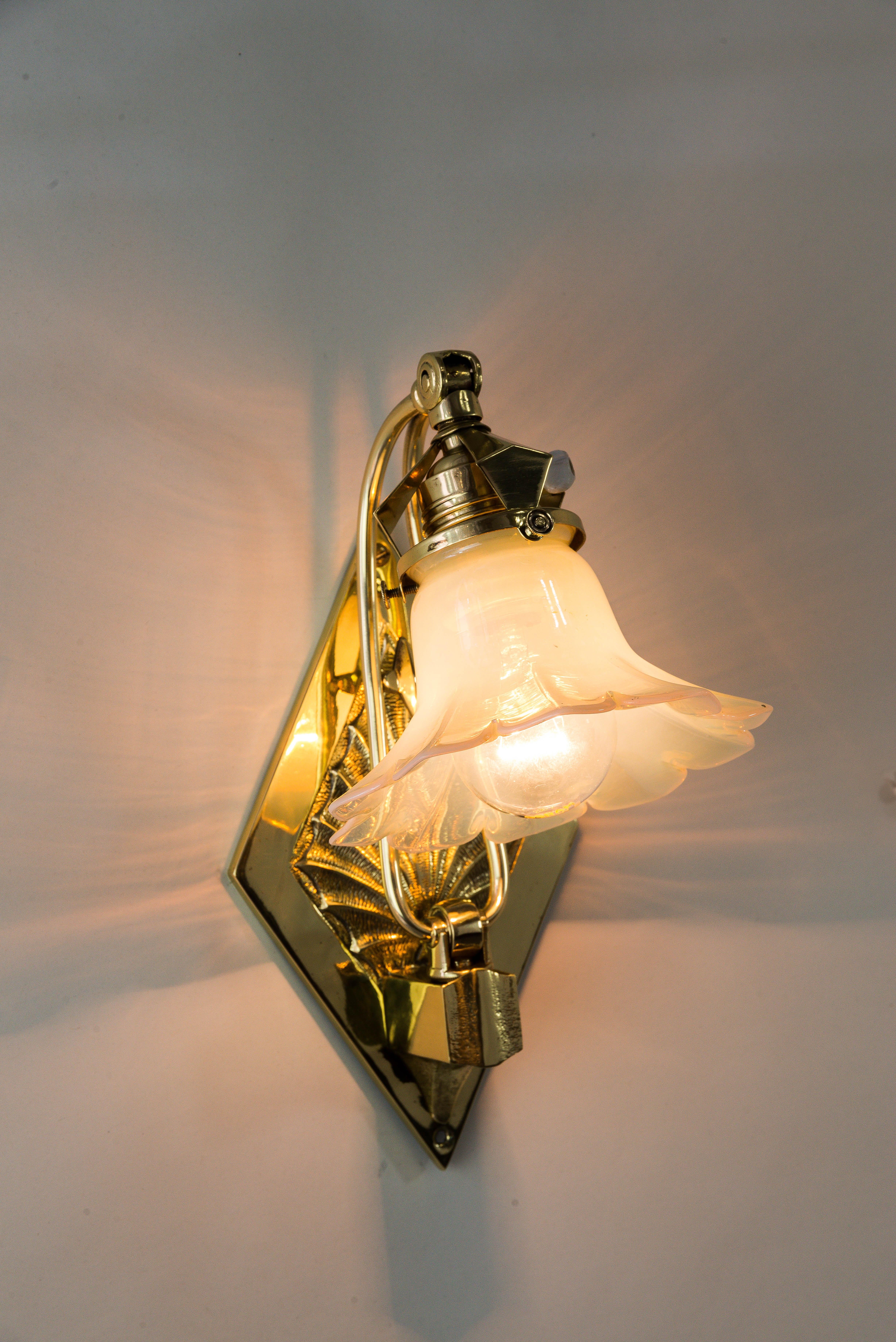 Adjustable Art Deco Wall Lamp circa 1920s with Opaline Glass Shade 9