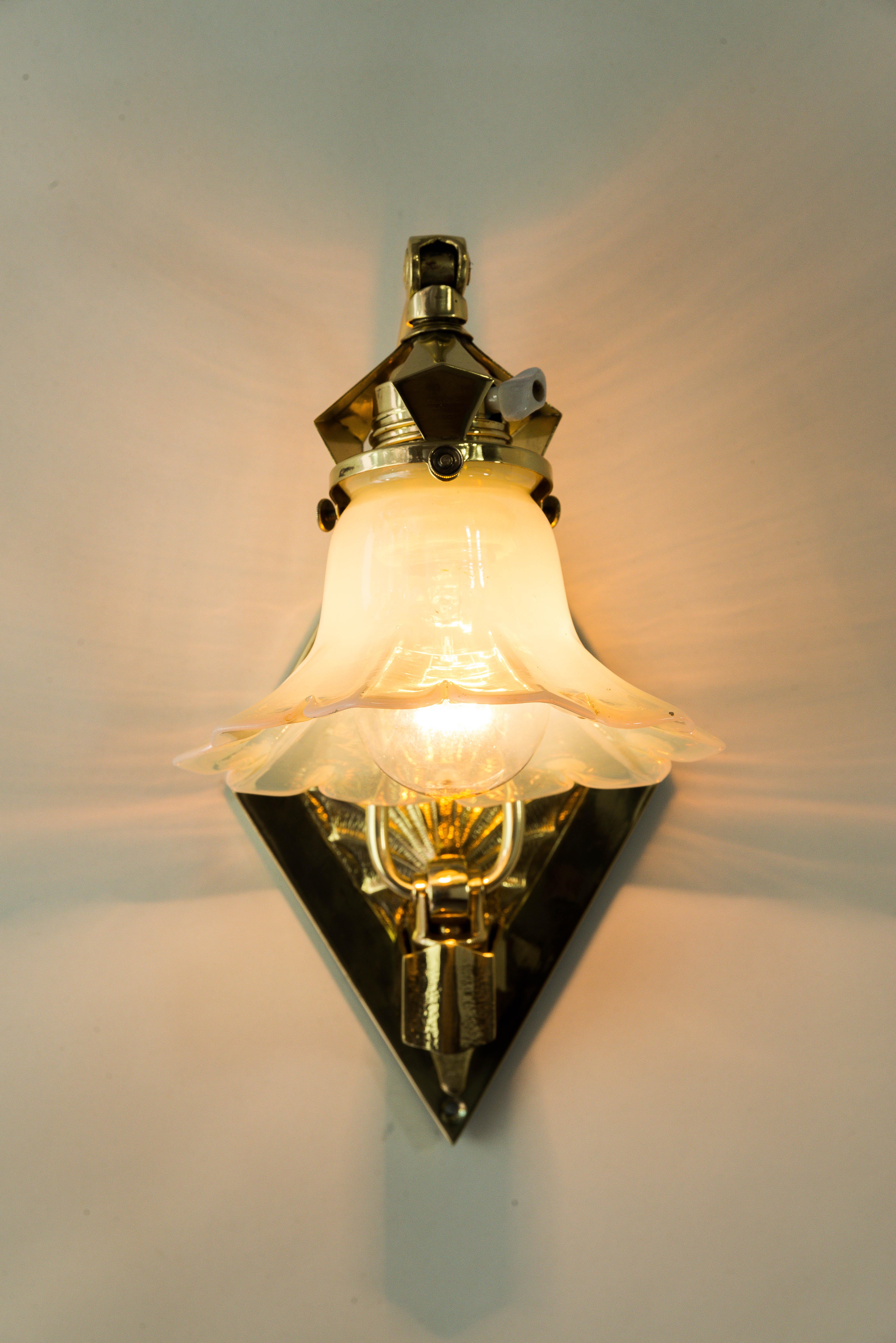 Adjustable Art Deco Wall Lamp circa 1920s with Opaline Glass Shade 10