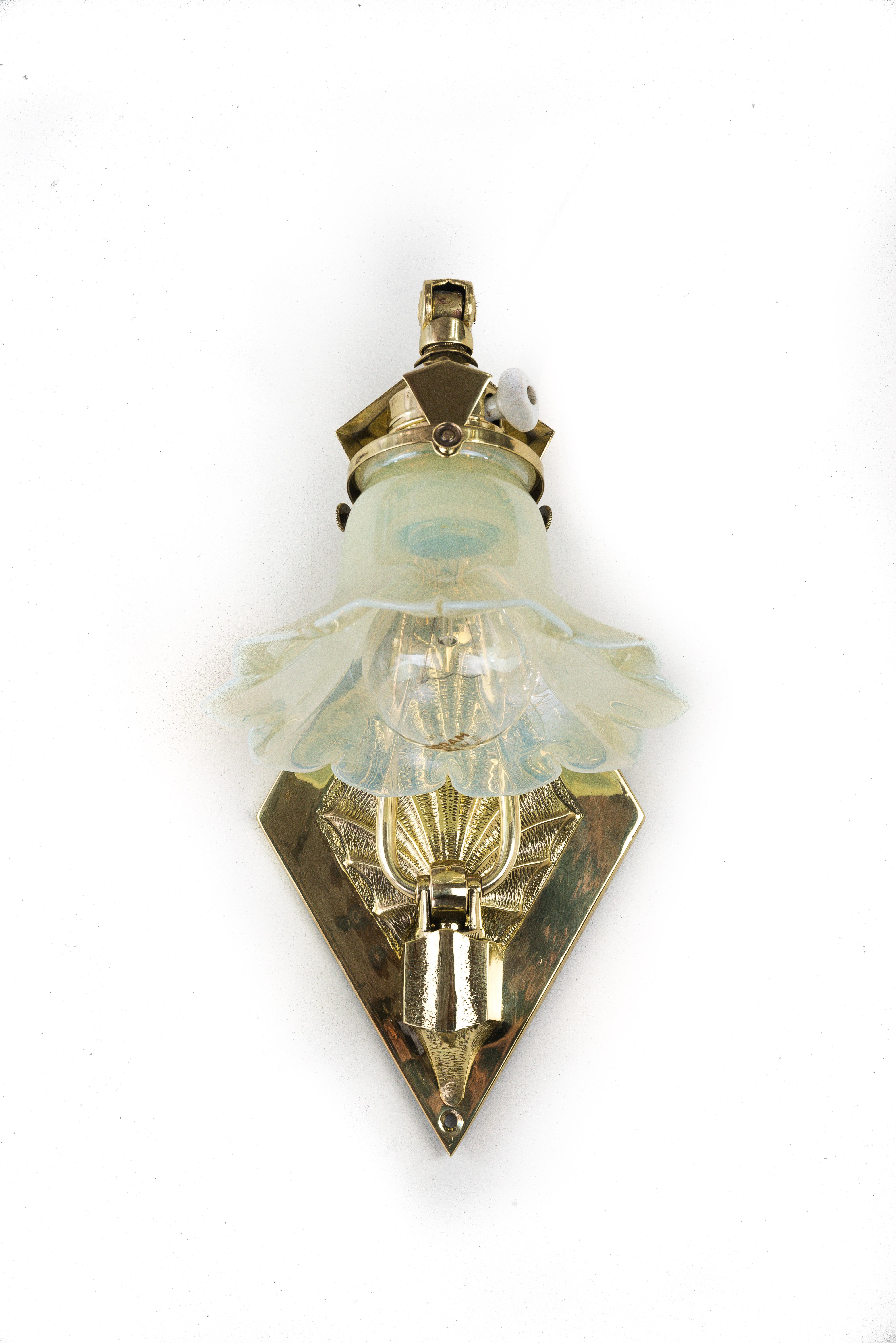 Adjustable Art Deco Wall Lamp circa 1920s with Opaline Glass Shade 2