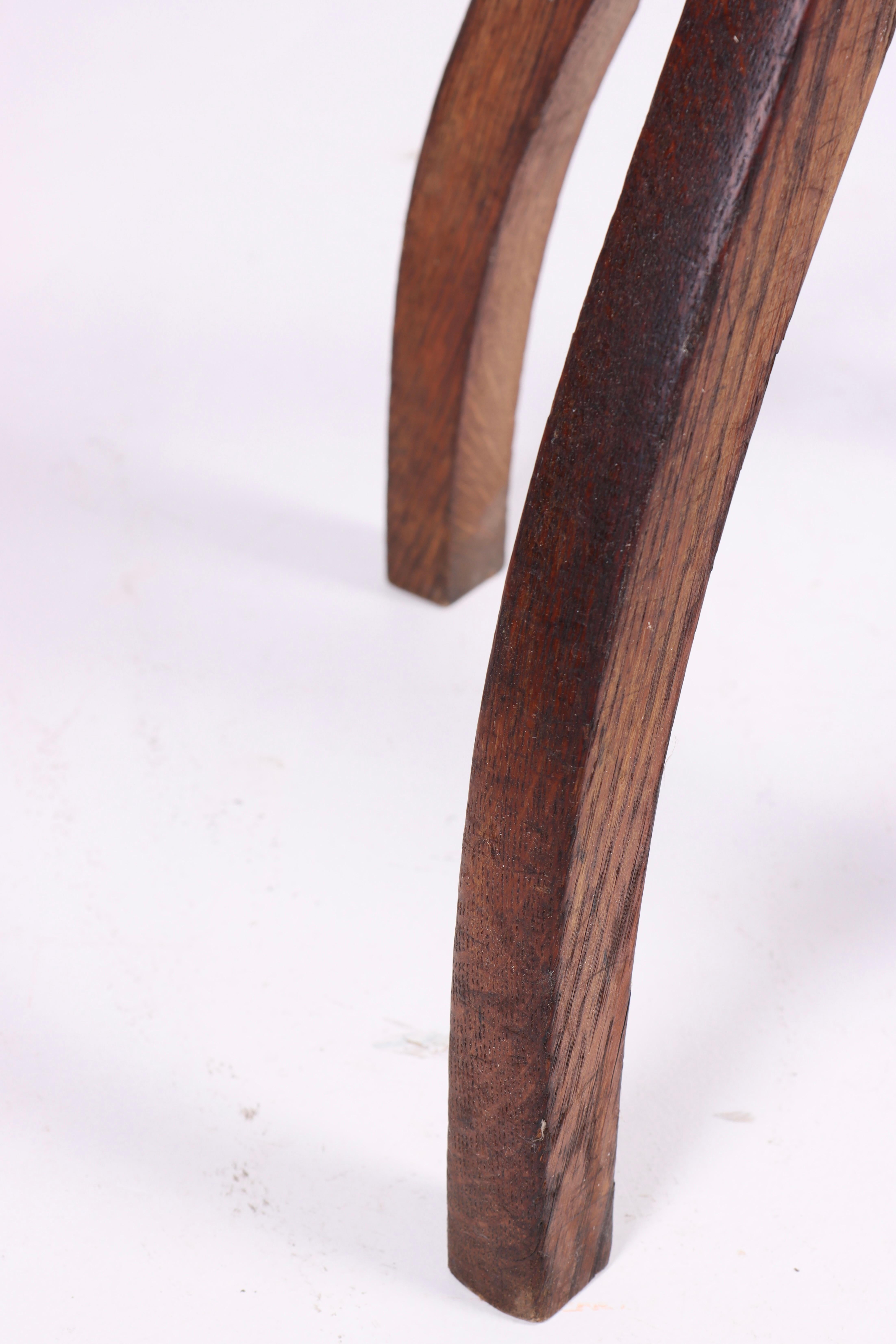 Adjustable Artist Stool in Oak and Patinated Leather, Denmark, 1930s For Sale 2
