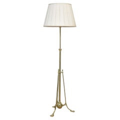 Paralume da terra regolabile a treppiede in ottone in stile arte e artigianato