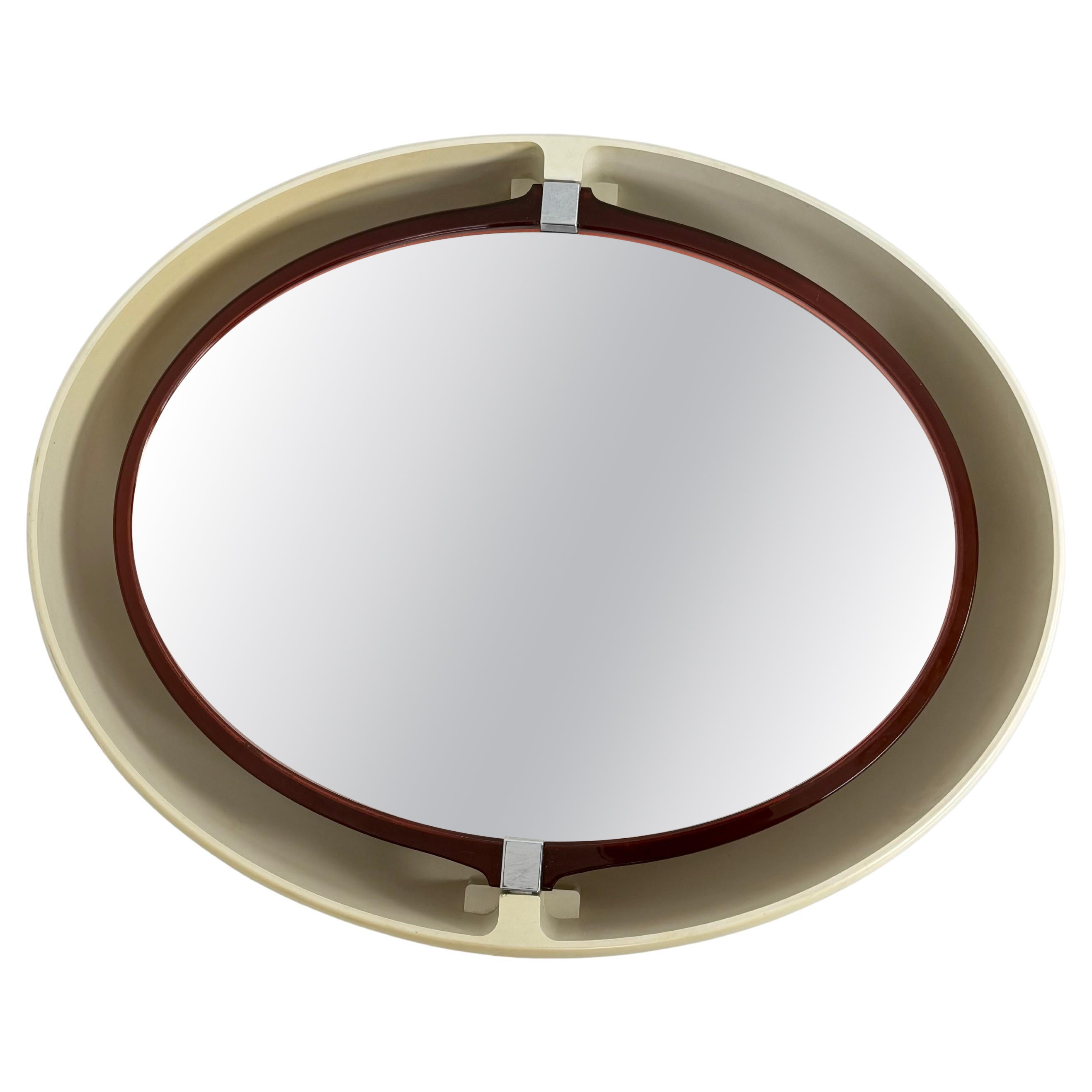 Adjustable, backlit Italian Space Age Mirror by Allibert, 1970s