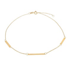 Adjustable Bar Station Anklet in 14KT Yellow Gold