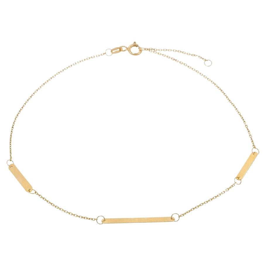 Adjustable Bar Station Anklet in 14KT Yellow Gold en vente