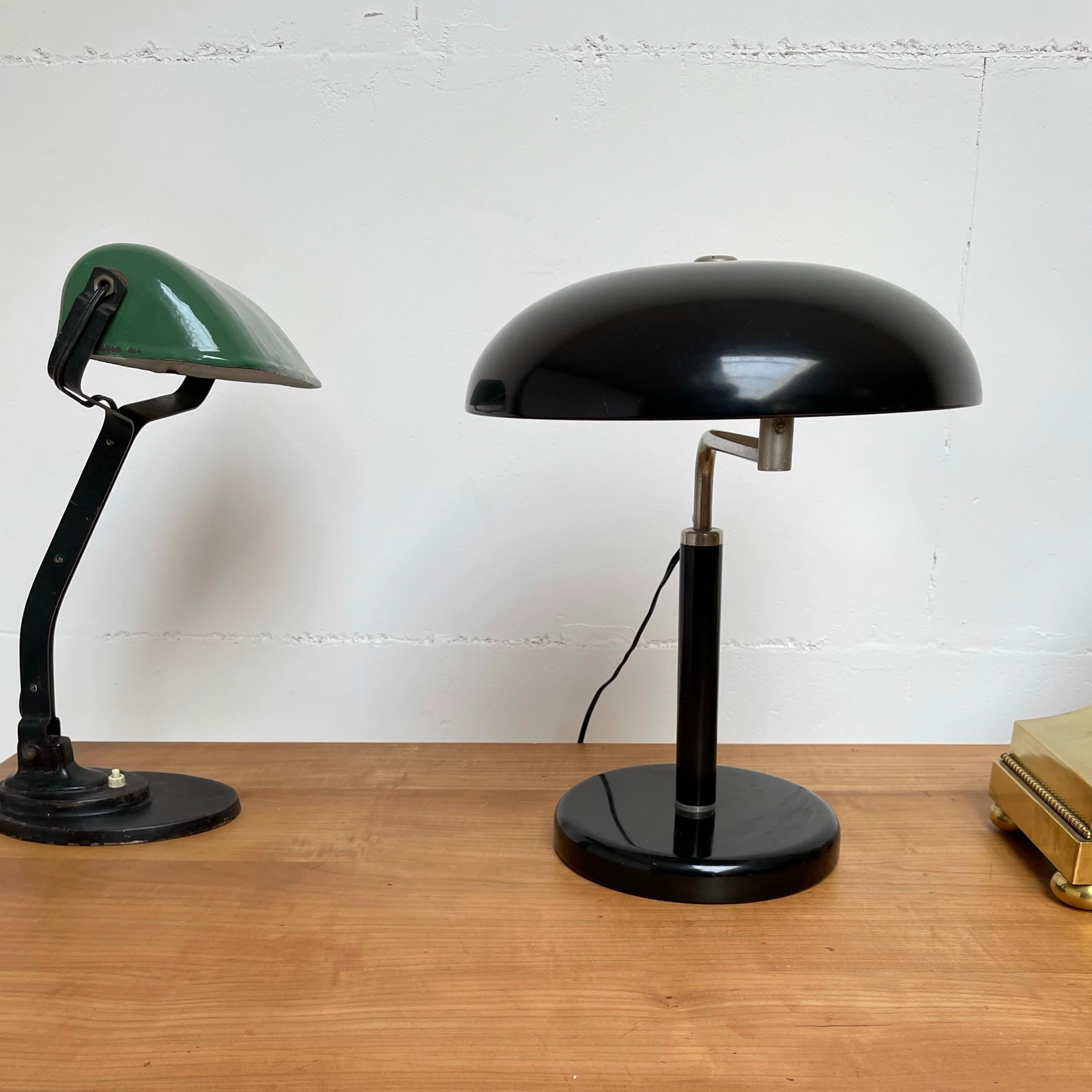 Adjustable Bauhaus Table or Desk Lamp Blackened & Chrome Metal by Belmag Zurich 2