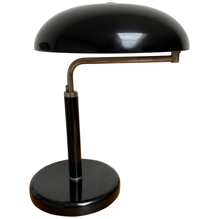 Adjustable Bauhaus Table or Desk Lamp Blackened and Chrome Metal by Belmag  Zurich For Sale at 1stDibs