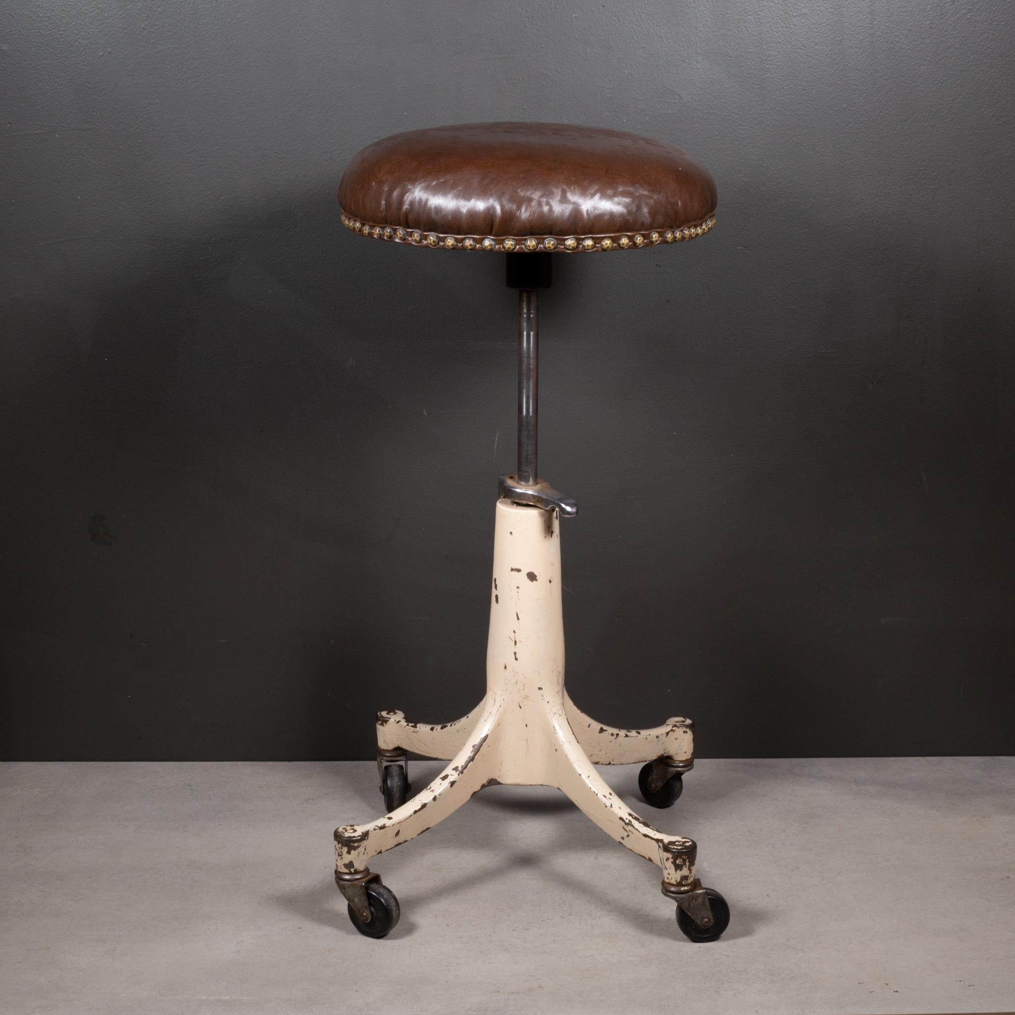 Adjustable Bausch & Lomb Optometrist Stool c.1930 In Good Condition In San Francisco, CA