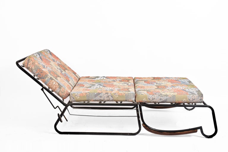 Adjustable Bed Armchair with Marcel Breuer Style Metal and Wood