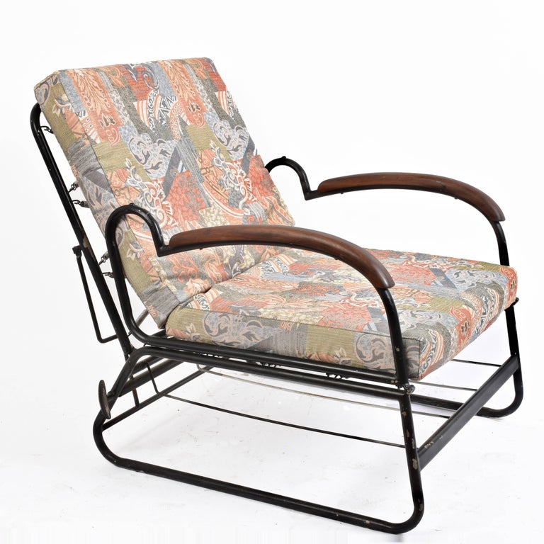 Adjustable Bed Armchair with Marcel Breuer Style Metal and Wood