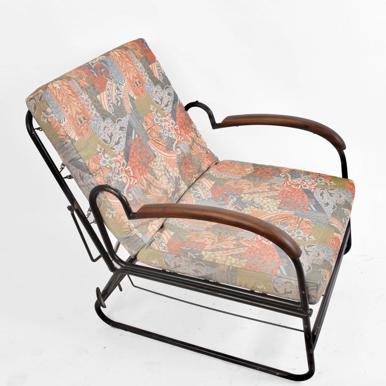 Adjustable Bed Armchair with Marcel Breuer Style Metal and Wood