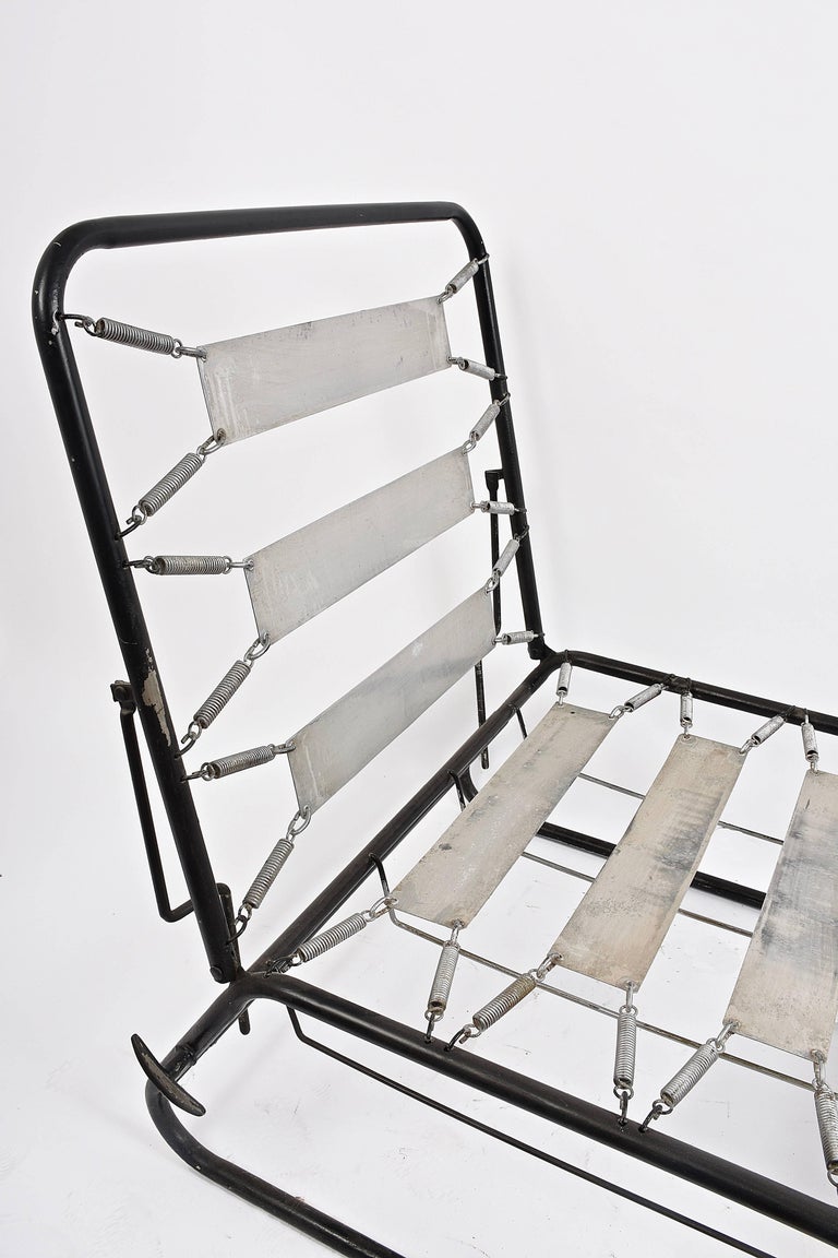 Adjustable Bed Armchair with Marcel Breuer Style Metal and Wood
