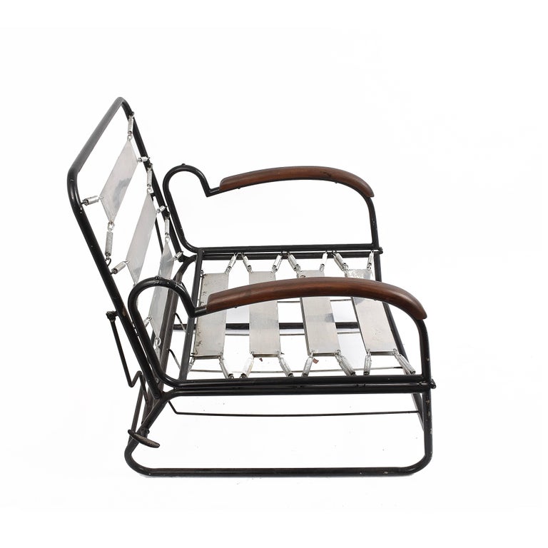 Adjustable Bed Armchair with Marcel Breuer Style Metal and Wood