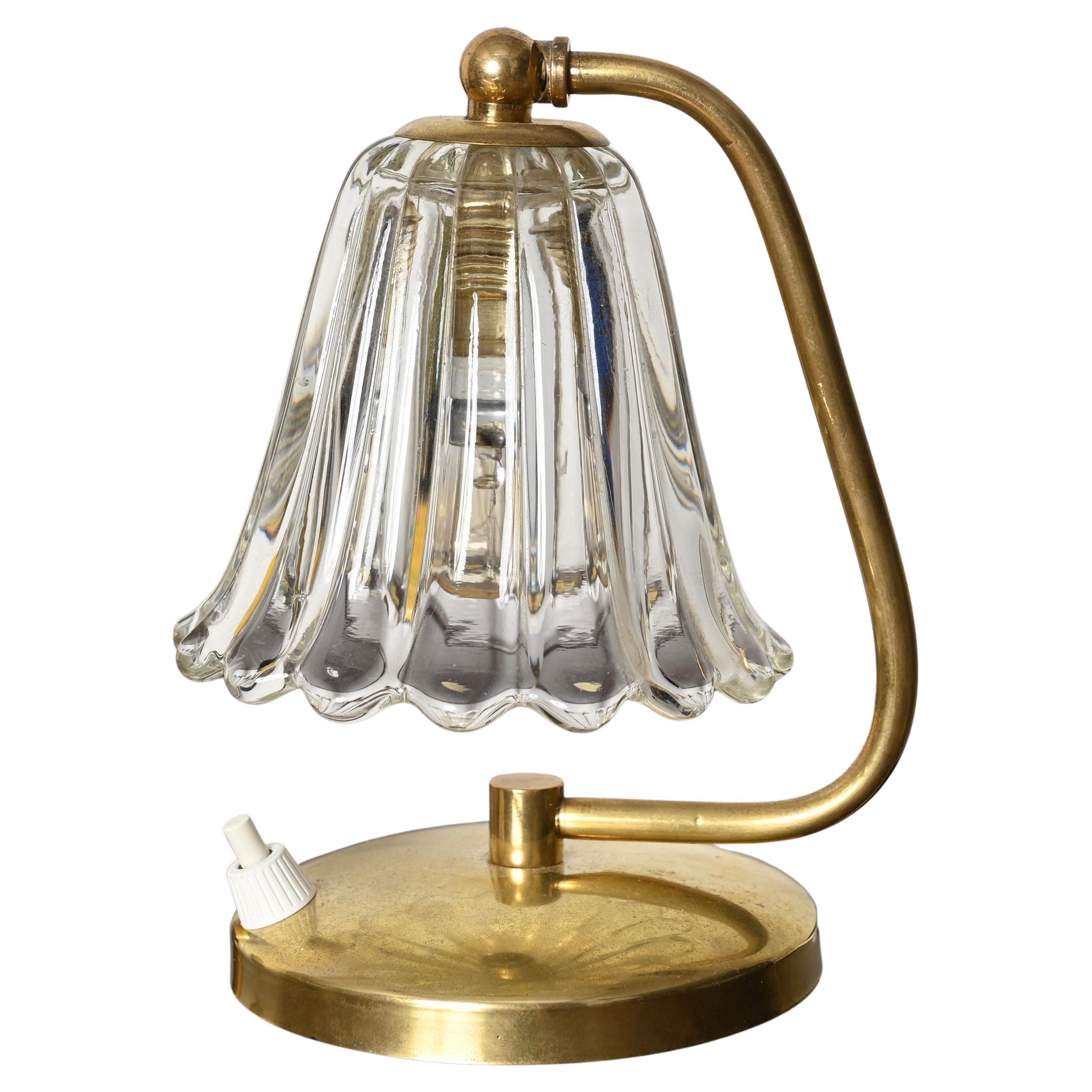 Lampe de table réglable en verre de Murano et laiton par Barovier, Italie, années 1940 en vente 4