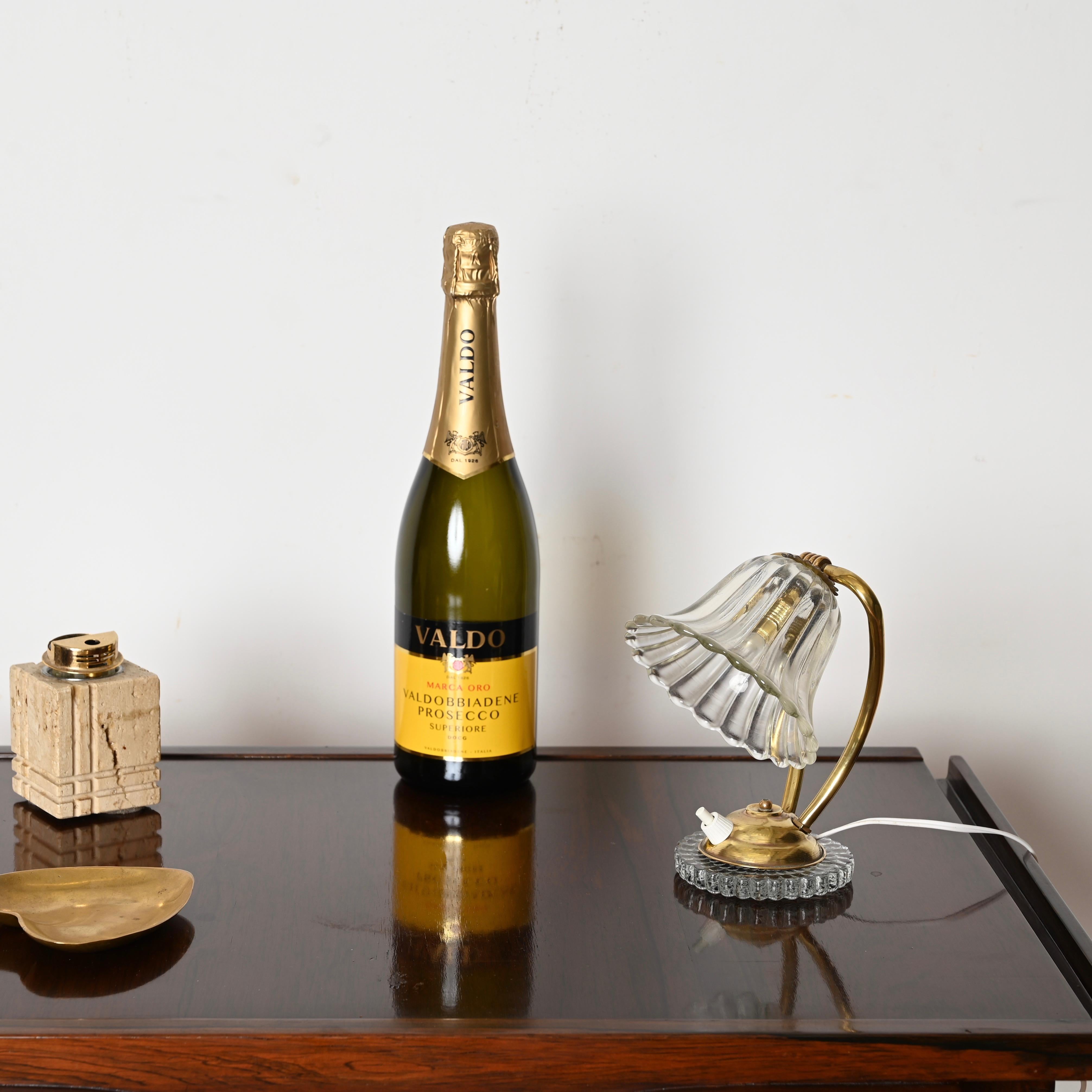 Adjustable Bell Table Lamp in Murano Glass and Brass by Barovier, Italy 1940s For Sale 5