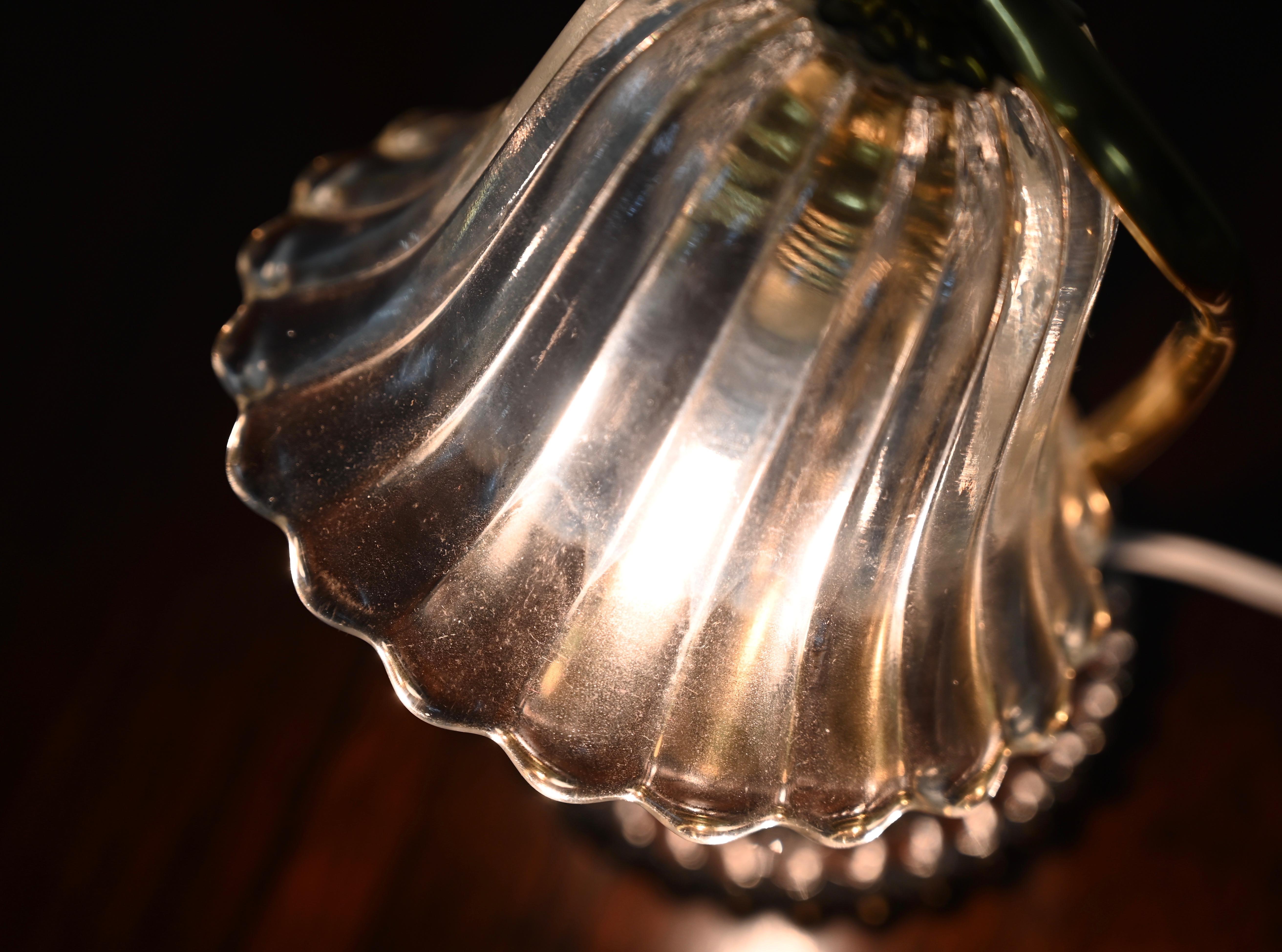 Adjustable Bell Table Lamp in Murano Glass and Brass by Barovier, Italy 1940s For Sale 8