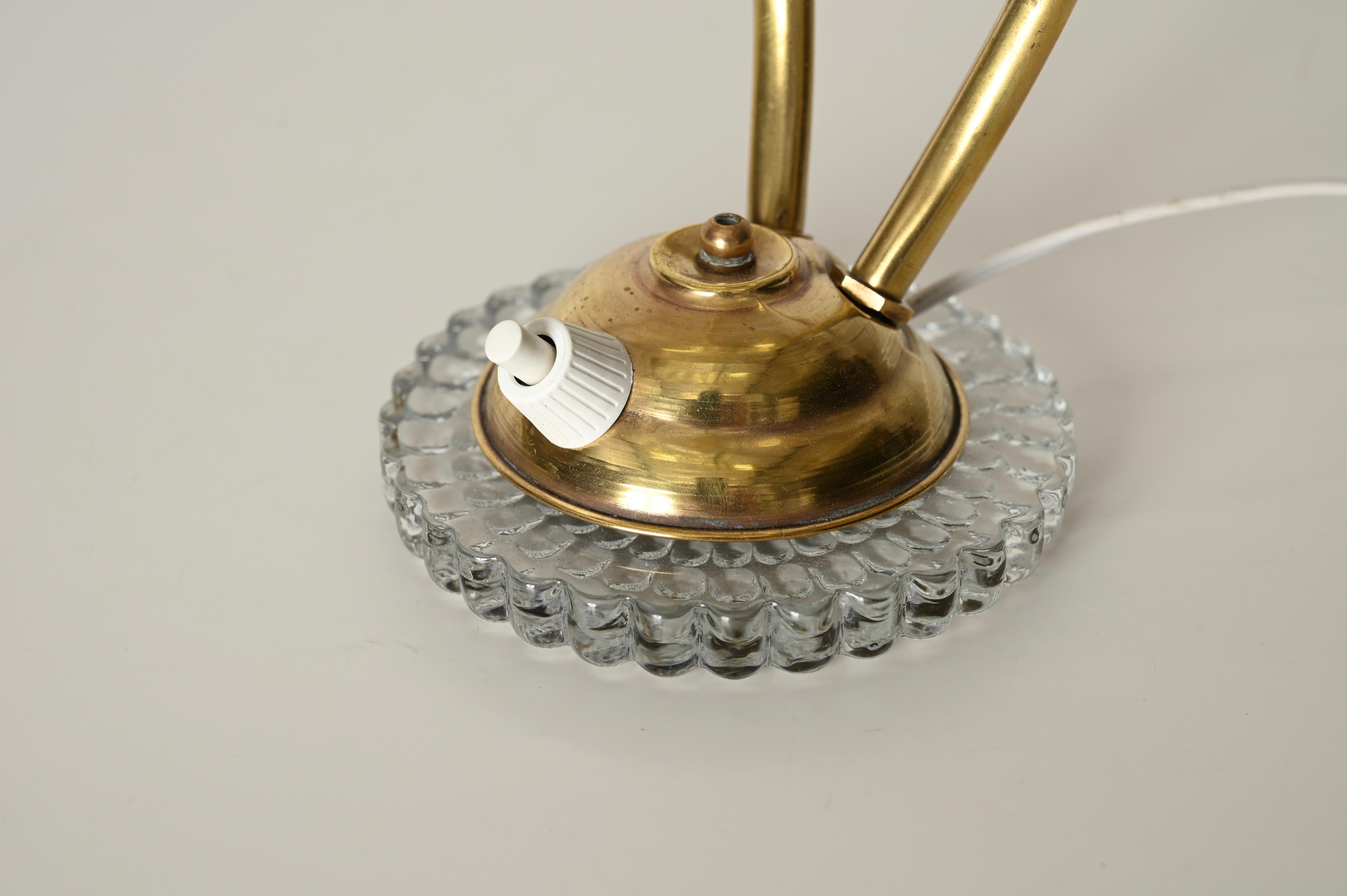 Adjustable Bell Table Lamp in Murano Glass and Brass by Barovier, Italy 1940s For Sale 11