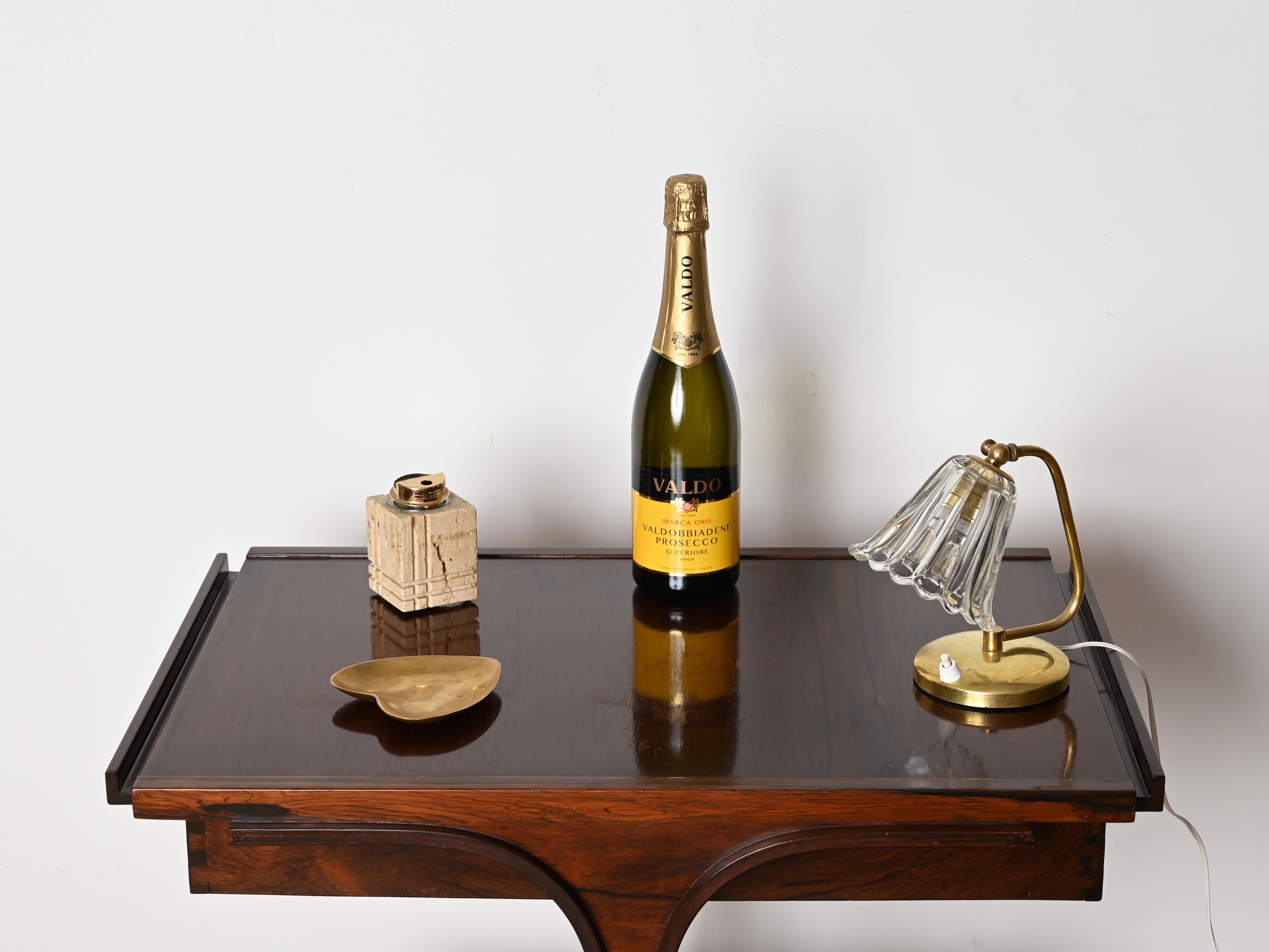 Mid-Century Modern Lampe de table réglable en verre de Murano et laiton par Barovier, Italie, années 1940 en vente