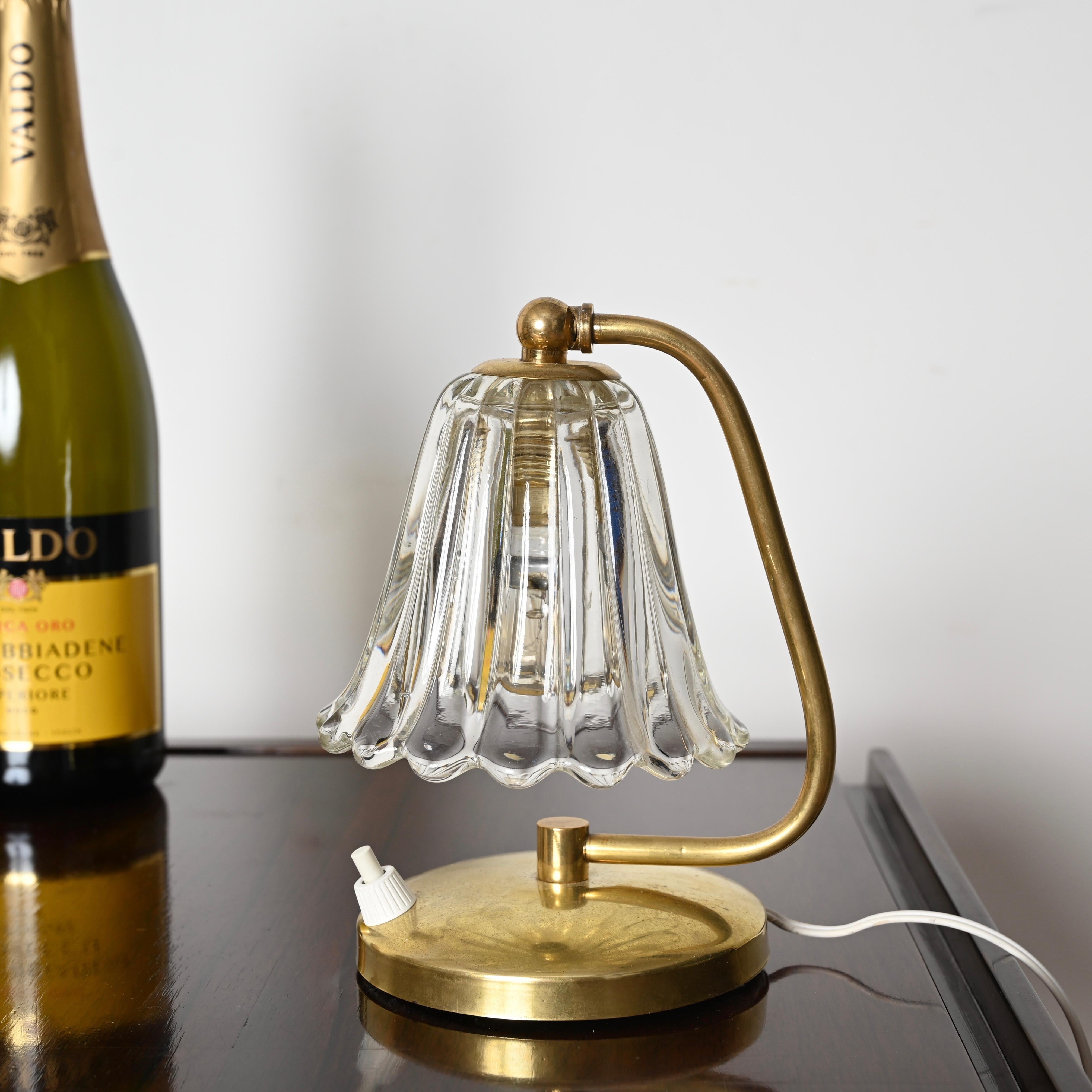 Lampe de table réglable en verre de Murano et laiton par Barovier, Italie, années 1940 Bon état - En vente à Roma, IT