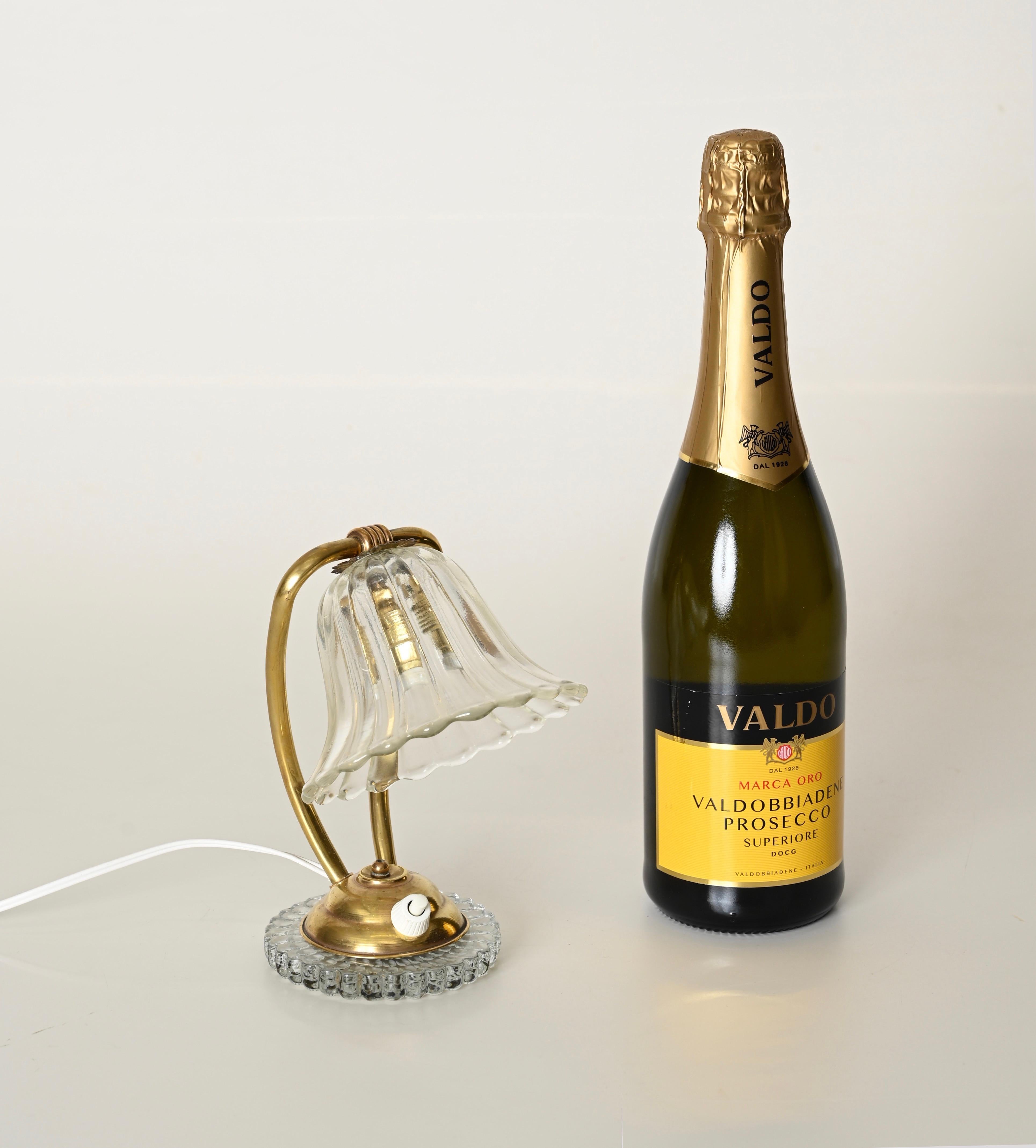 Adjustable Bell Table Lamp in Murano Glass and Brass by Barovier, Italy 1940s In Good Condition For Sale In Roma, IT