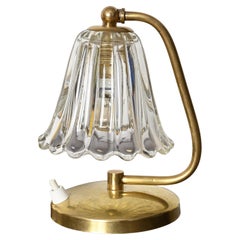 Adjustable Bell Table Lamp in Murano Glass and Brass by Barovier, Italy 1940s