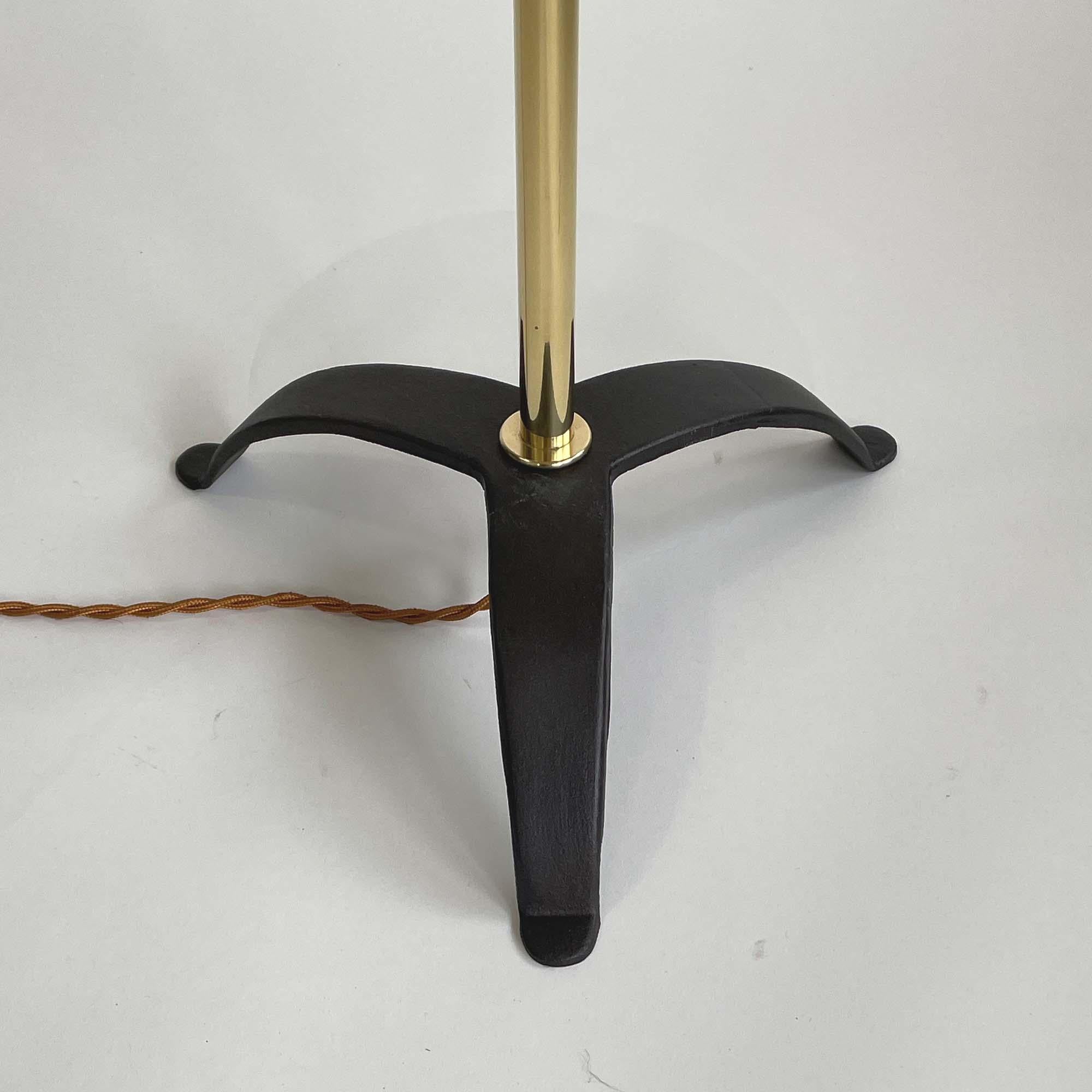 Adjustable 'Bienenkorb' Wicker Brass Floor Lamp, Jt Kalmar Style, Austria 1950s For Sale 3