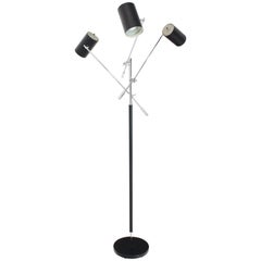 Adjustable Black and Chrome Triennale Floor Lamp by Sonneman Arredoluce Style