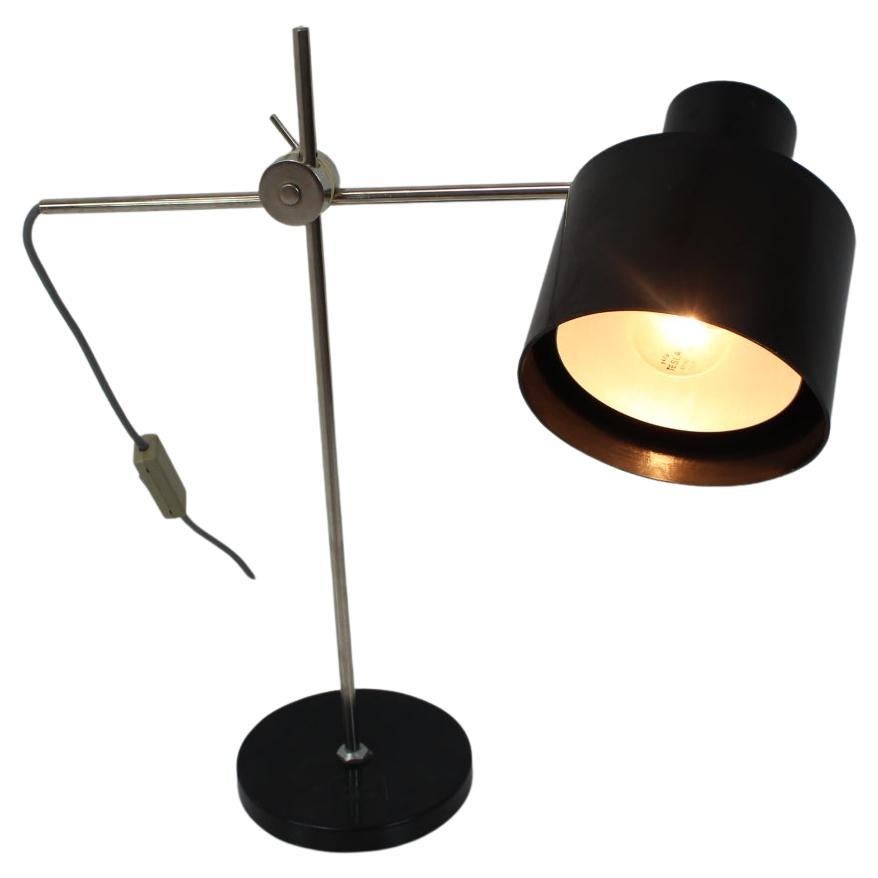 Adjustable Black Bakelite Industrial Table Lamp / Czechoslovakia, 1970s For Sale