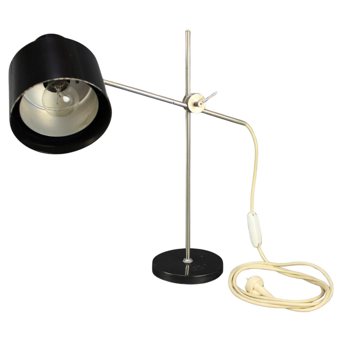 Adjustable Black Bakelite Industrial Table Lamp / Czechoslovakia, 1970s For Sale