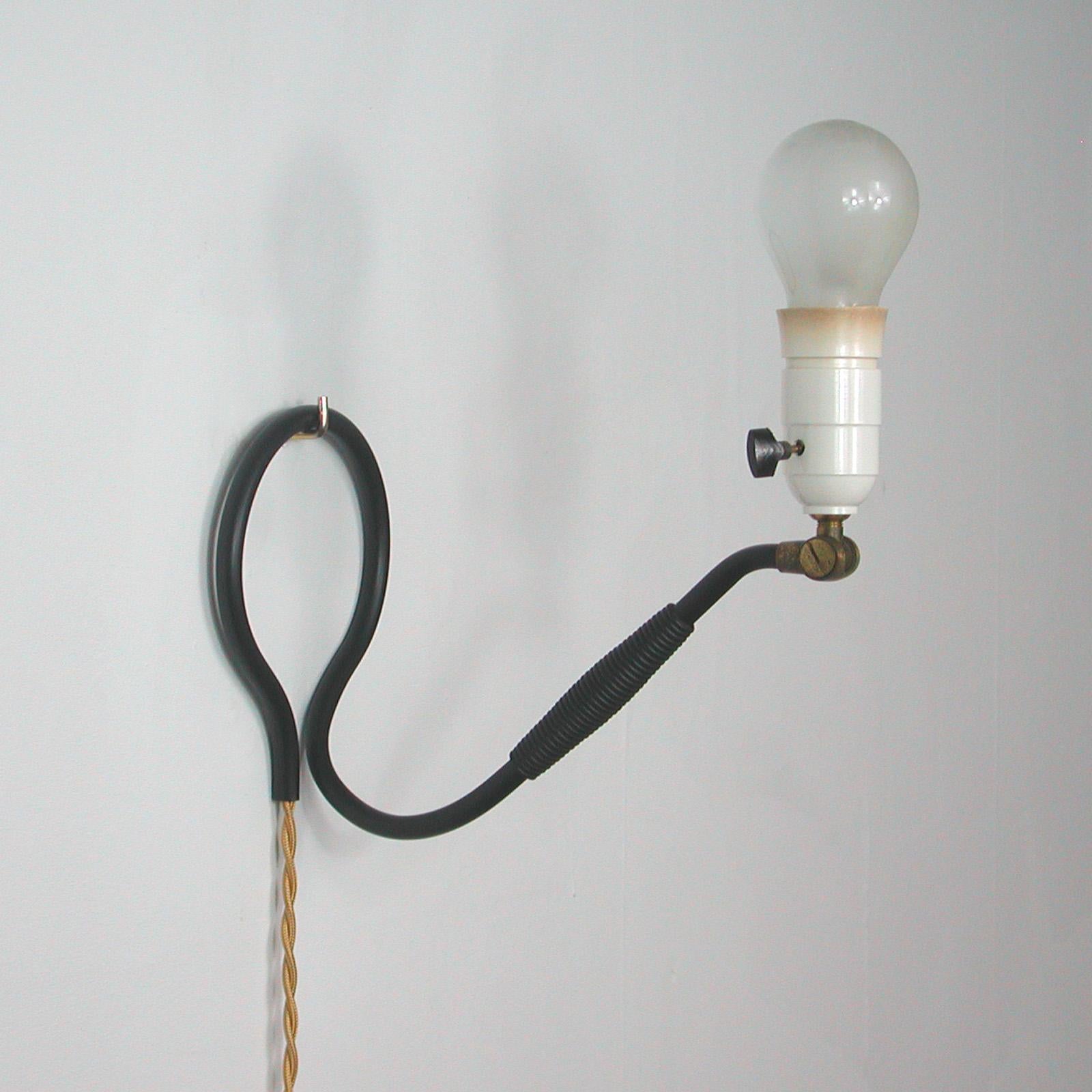 Adjustable Black Brass and Bakelite Wall or Table Lamp 306 by Kaare Klint, 1950s For Sale 2
