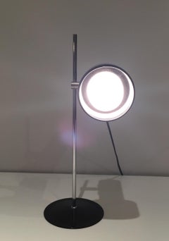 Adjustable Black Lacquered and Chrome Table Lamp. French Work, Circa 1970