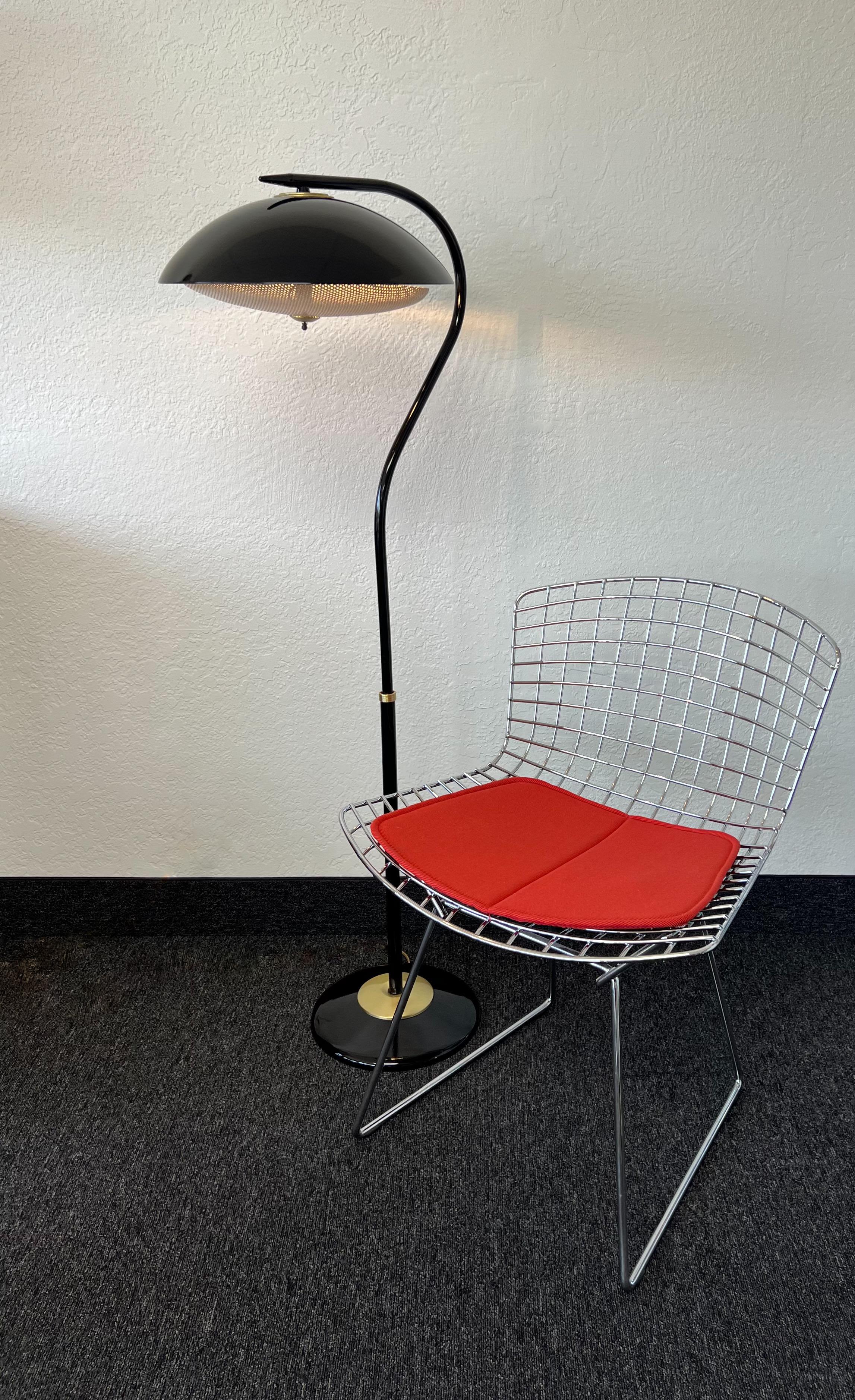 Adjustable Black Powder Coated and Brass Floor Lamp For Sale 3