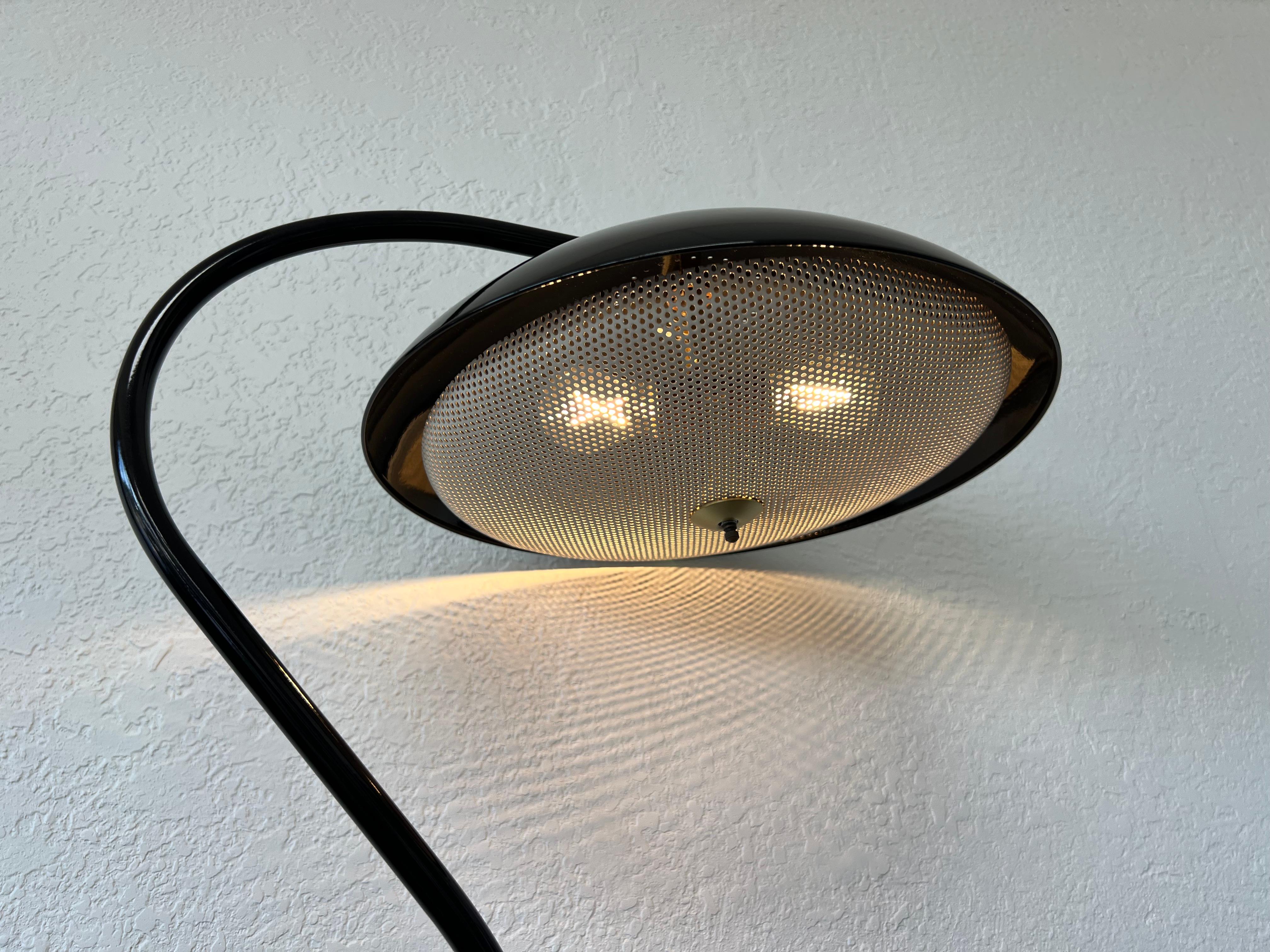 American Adjustable Black Powder Coated and Brass Floor Lamp For Sale
