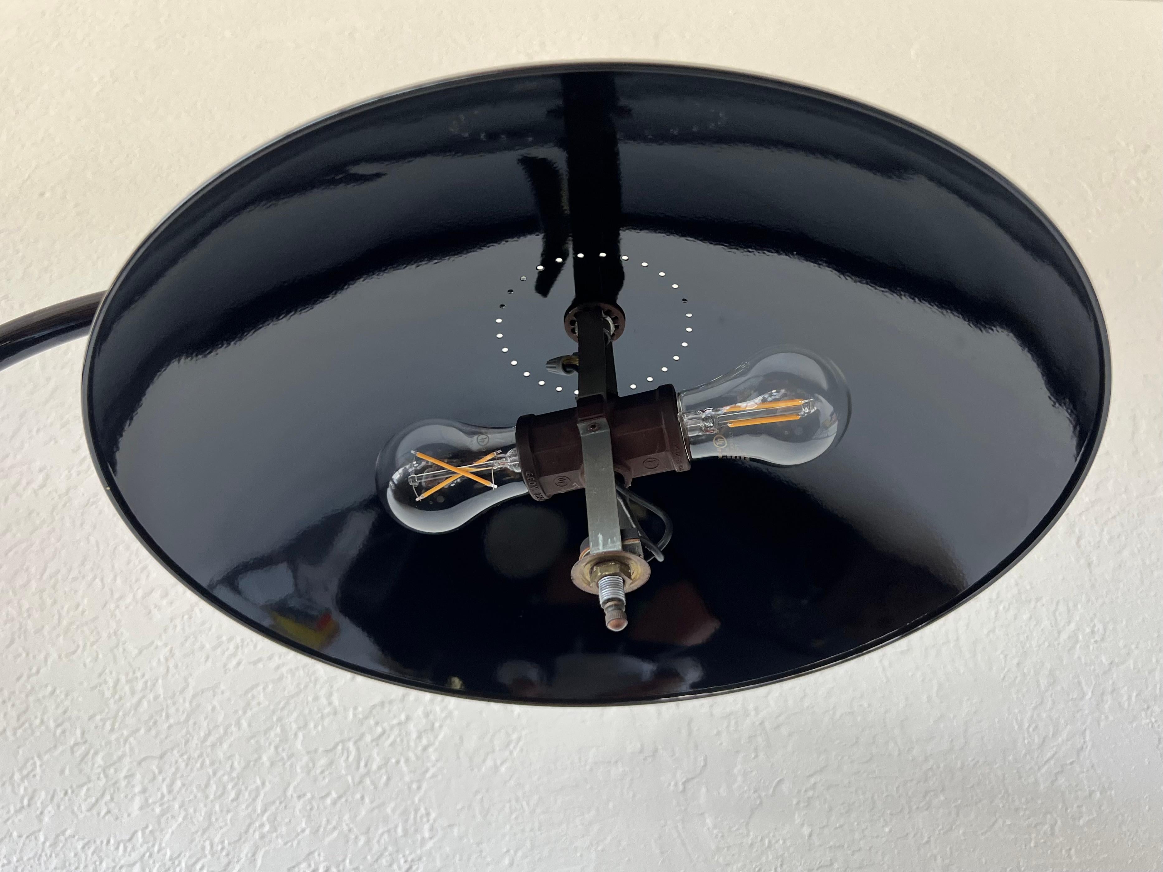 Adjustable Black Powder Coated and Brass Floor Lamp In Good Condition For Sale In Palm Springs, CA