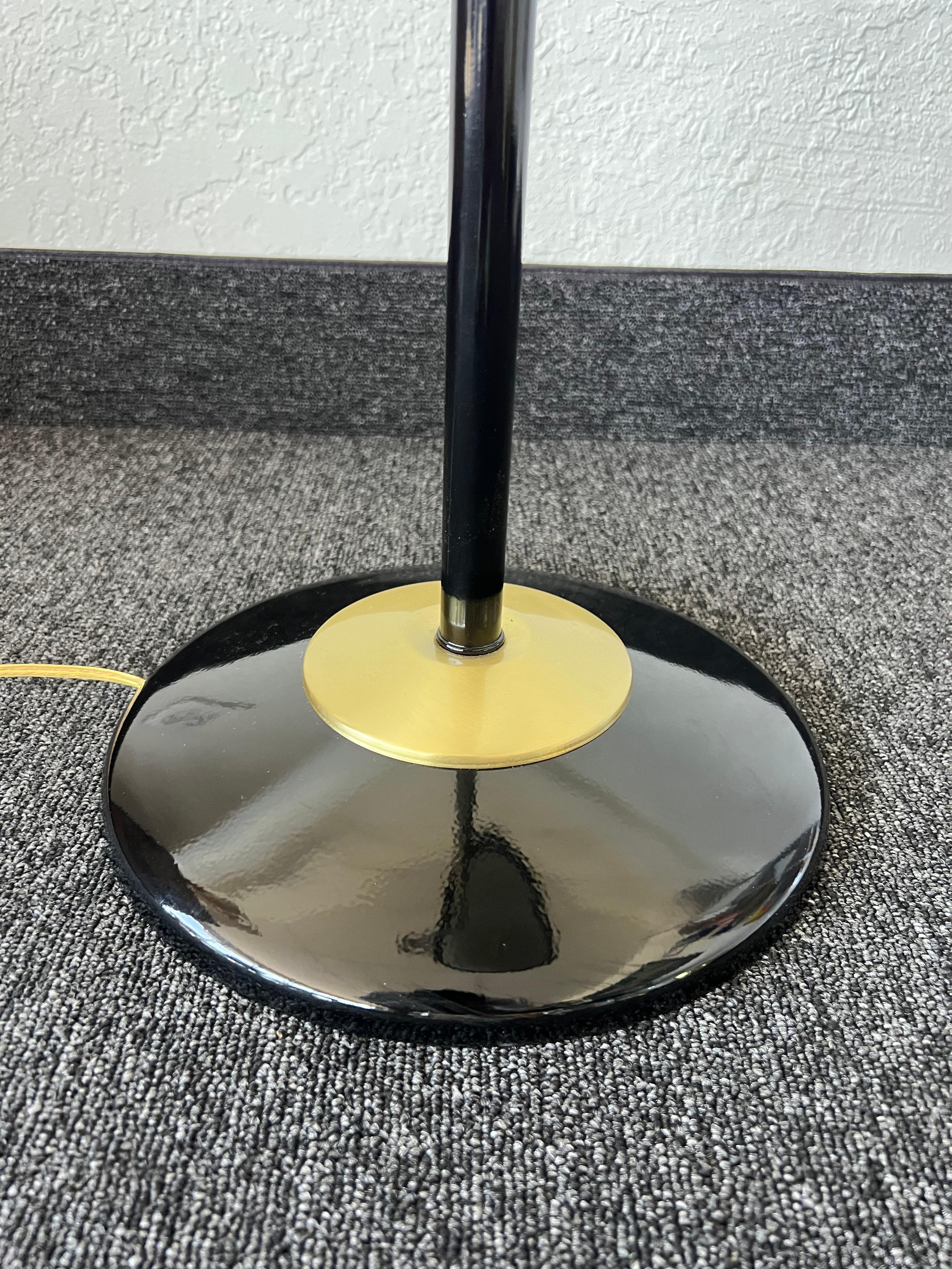 Mid-20th Century Adjustable Black Powder Coated and Brass Floor Lamp For Sale