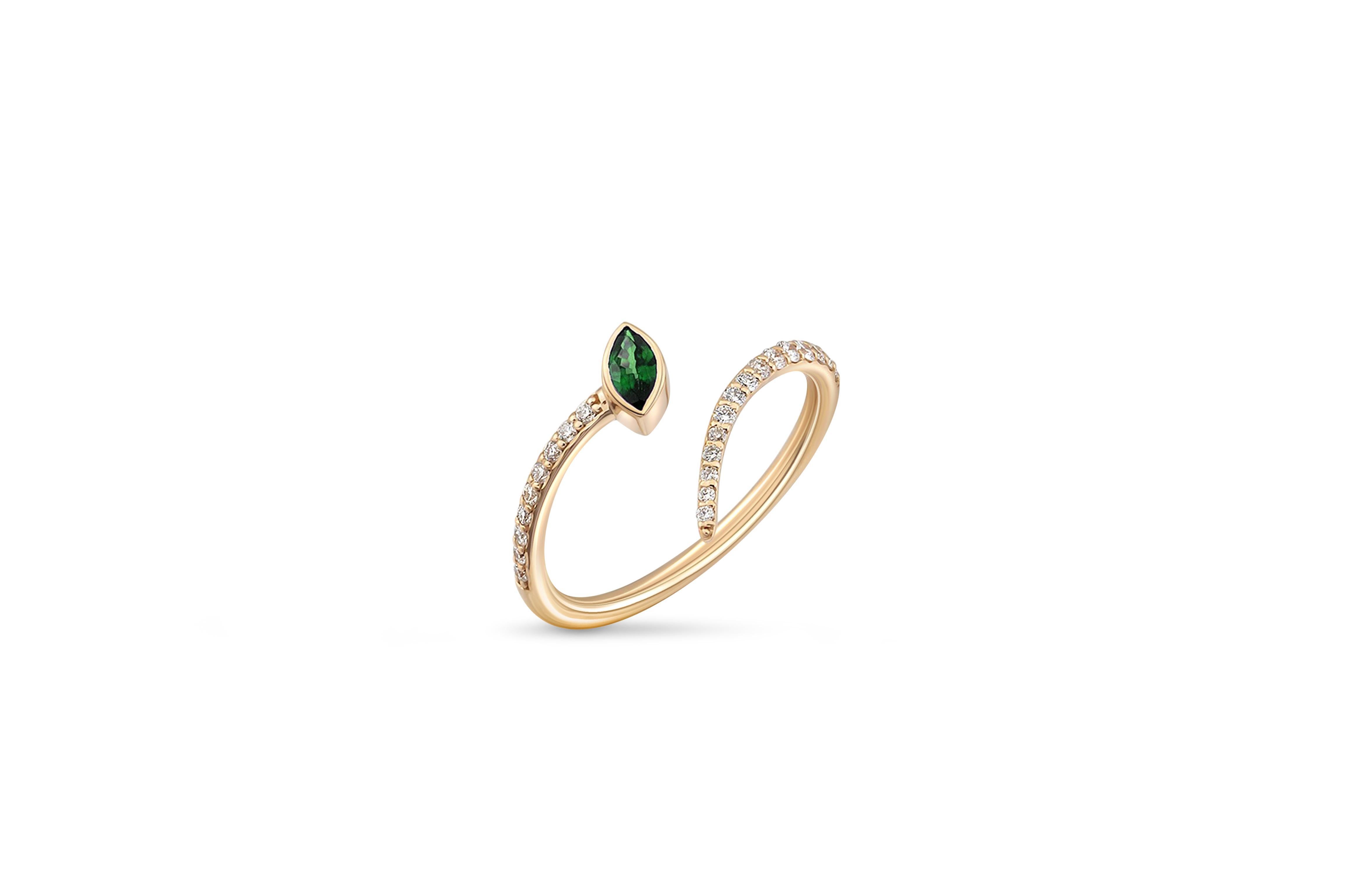 For Sale:  Adjustable blue lab emerald marquise 14k gold ring 2