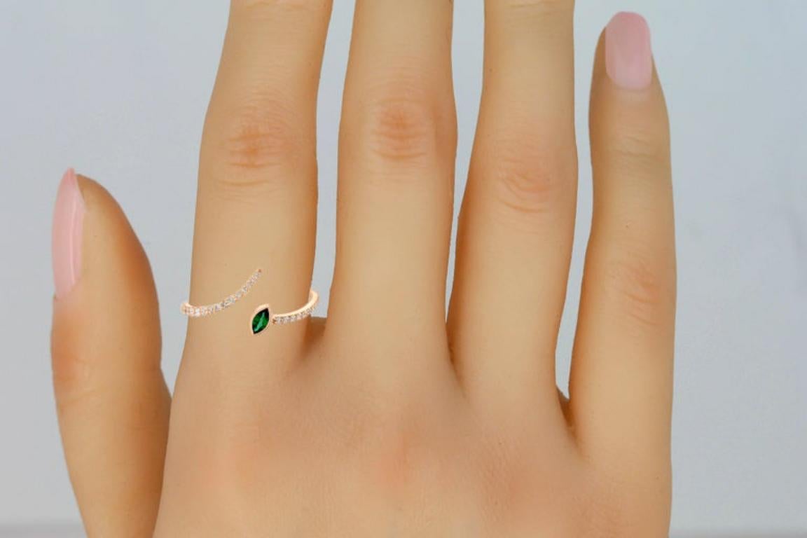Adjustable Blue Lab Emerald Marquise 14k Gold Ring 5