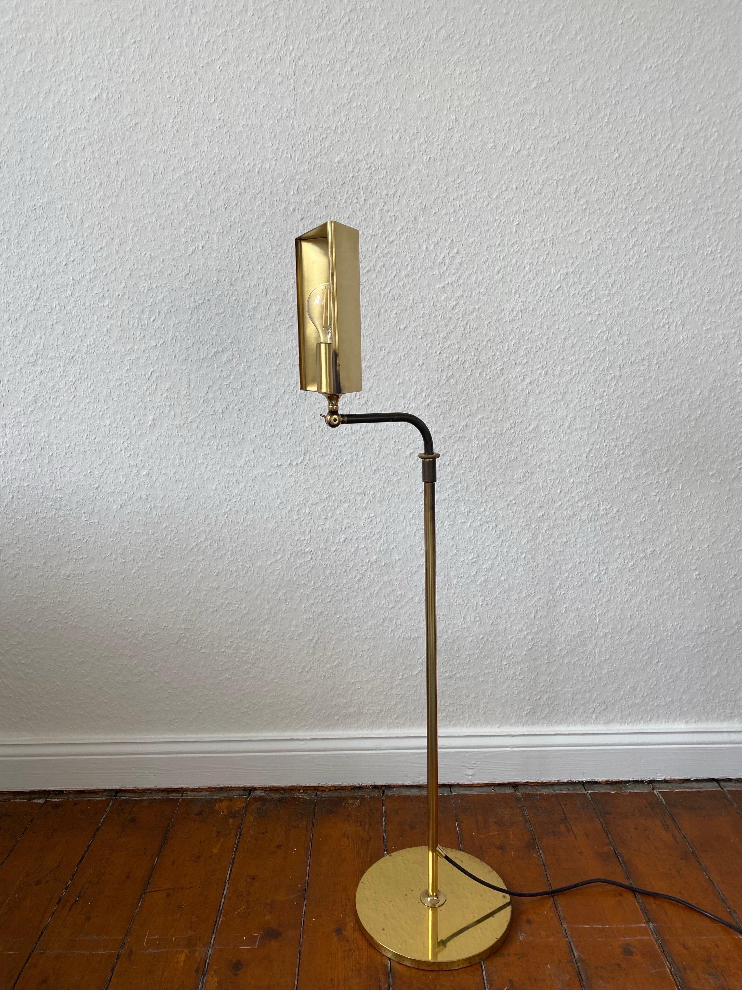 Adjustable Brass 1970s Reading Floor Lamp Cervantes by Florian Schulz 2